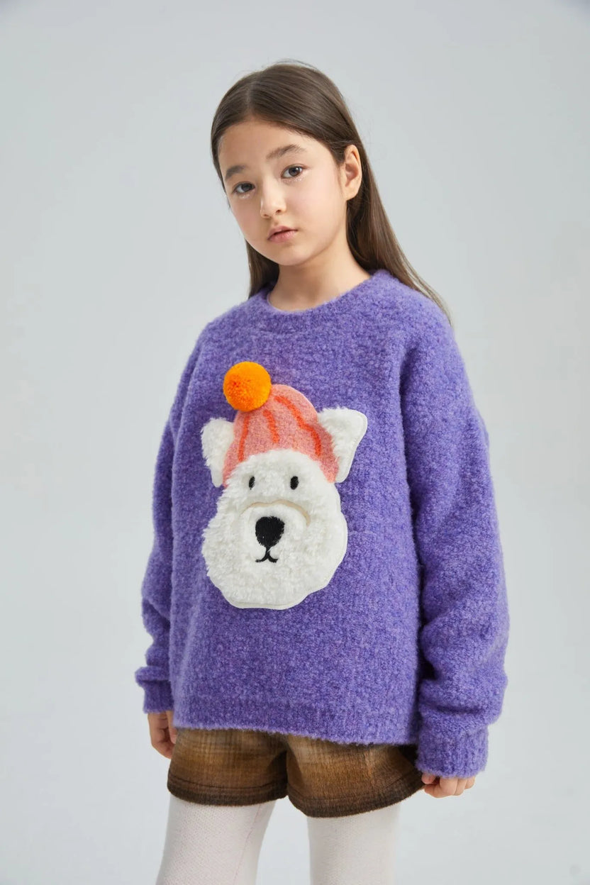 Snow Squirrel & Puppy Loop Knit Sweater by Poco Blush, image 3
