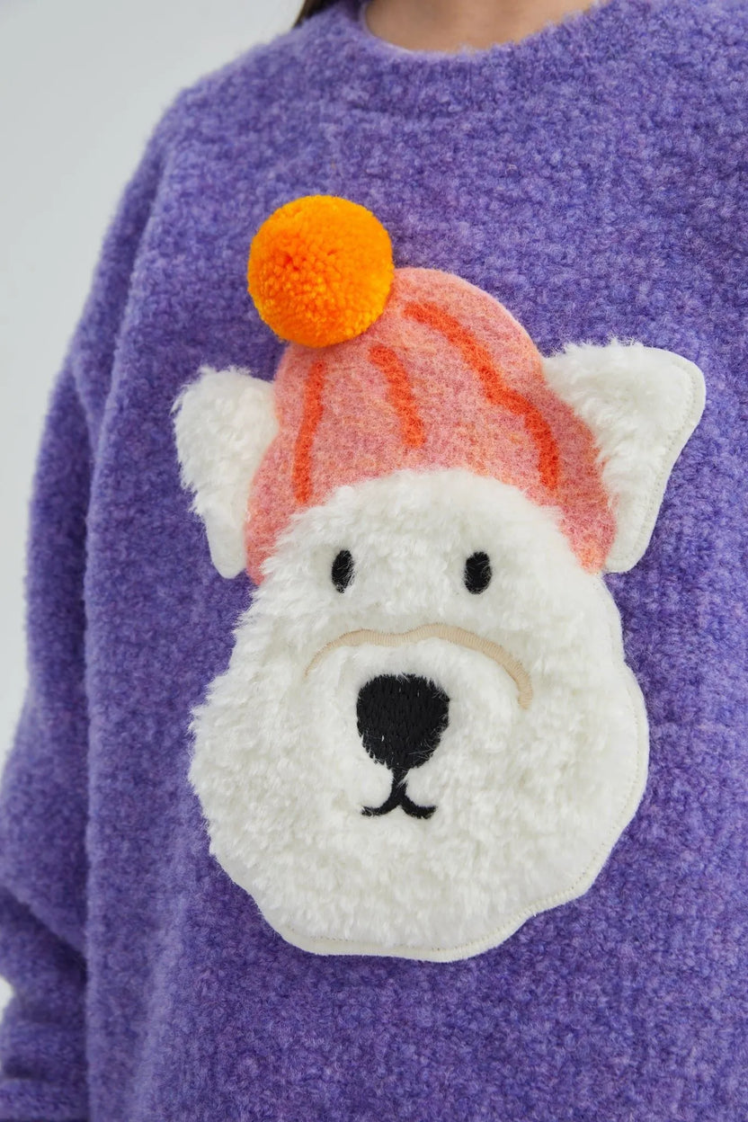 Snow Squirrel & Puppy Loop Knit Sweater by Poco Blush, image 7