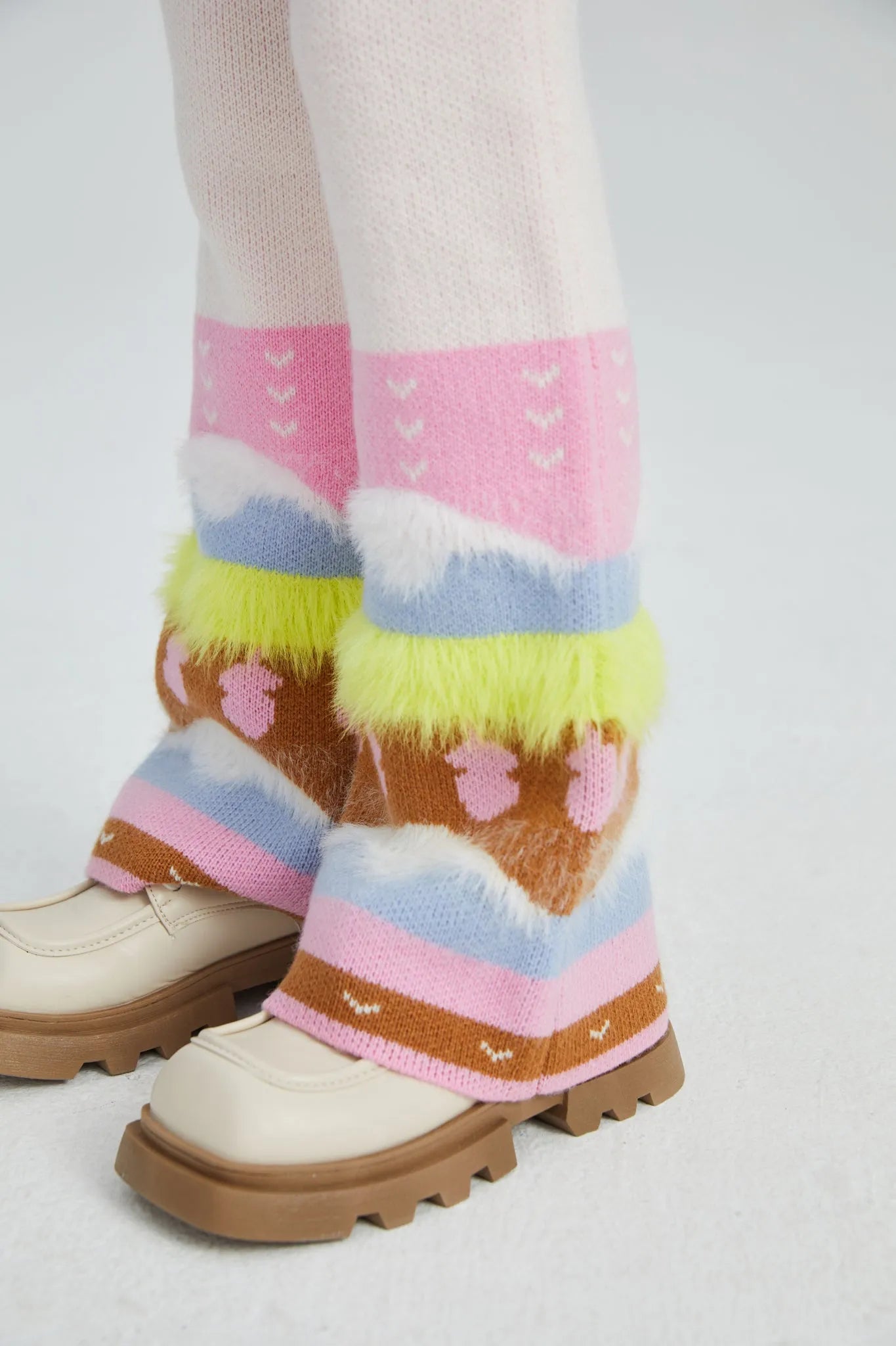 Poco Blush Layered Check Knit Long Pants