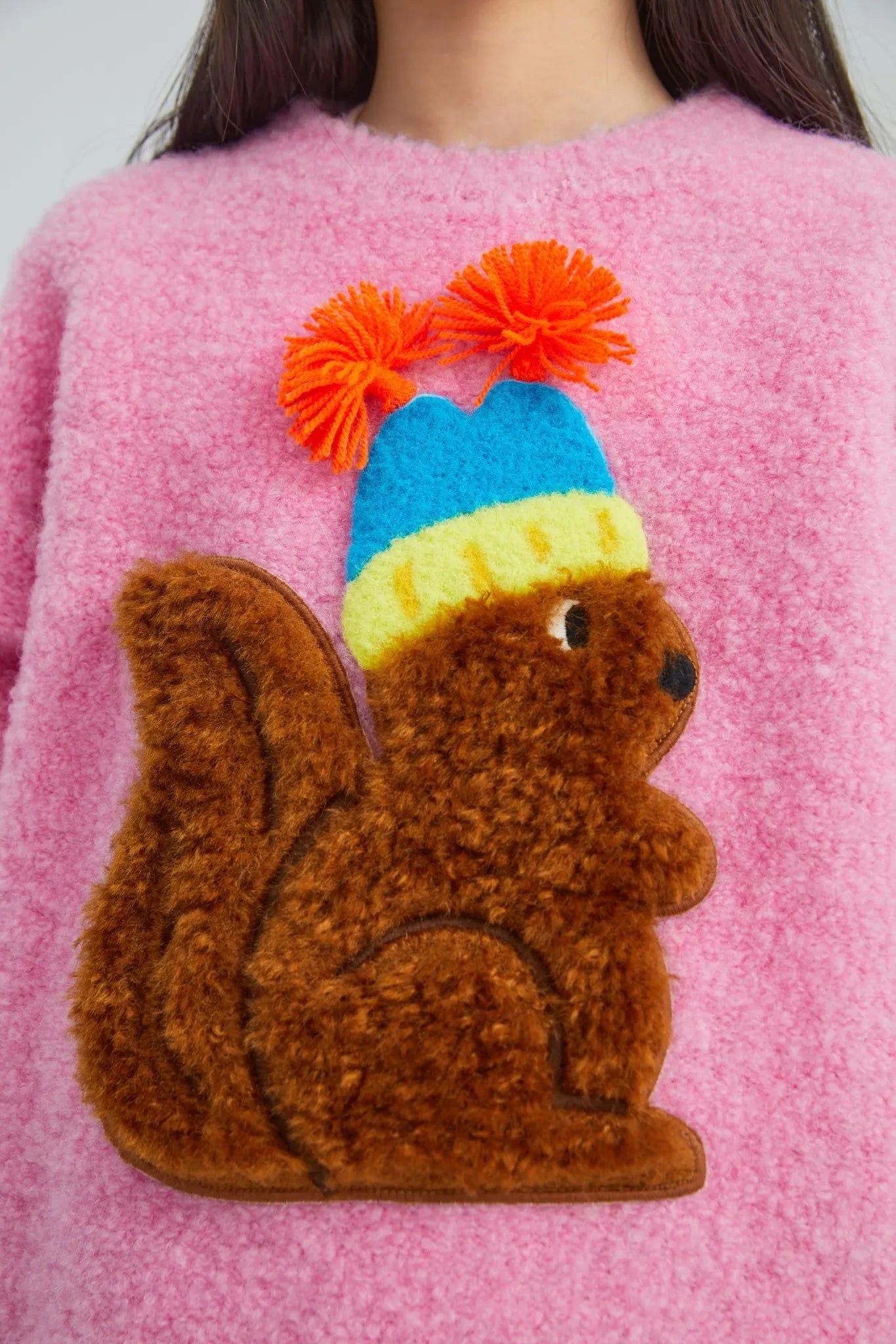 Poco Blush Snow Squirrel & Puppy Loop Knit Sweater