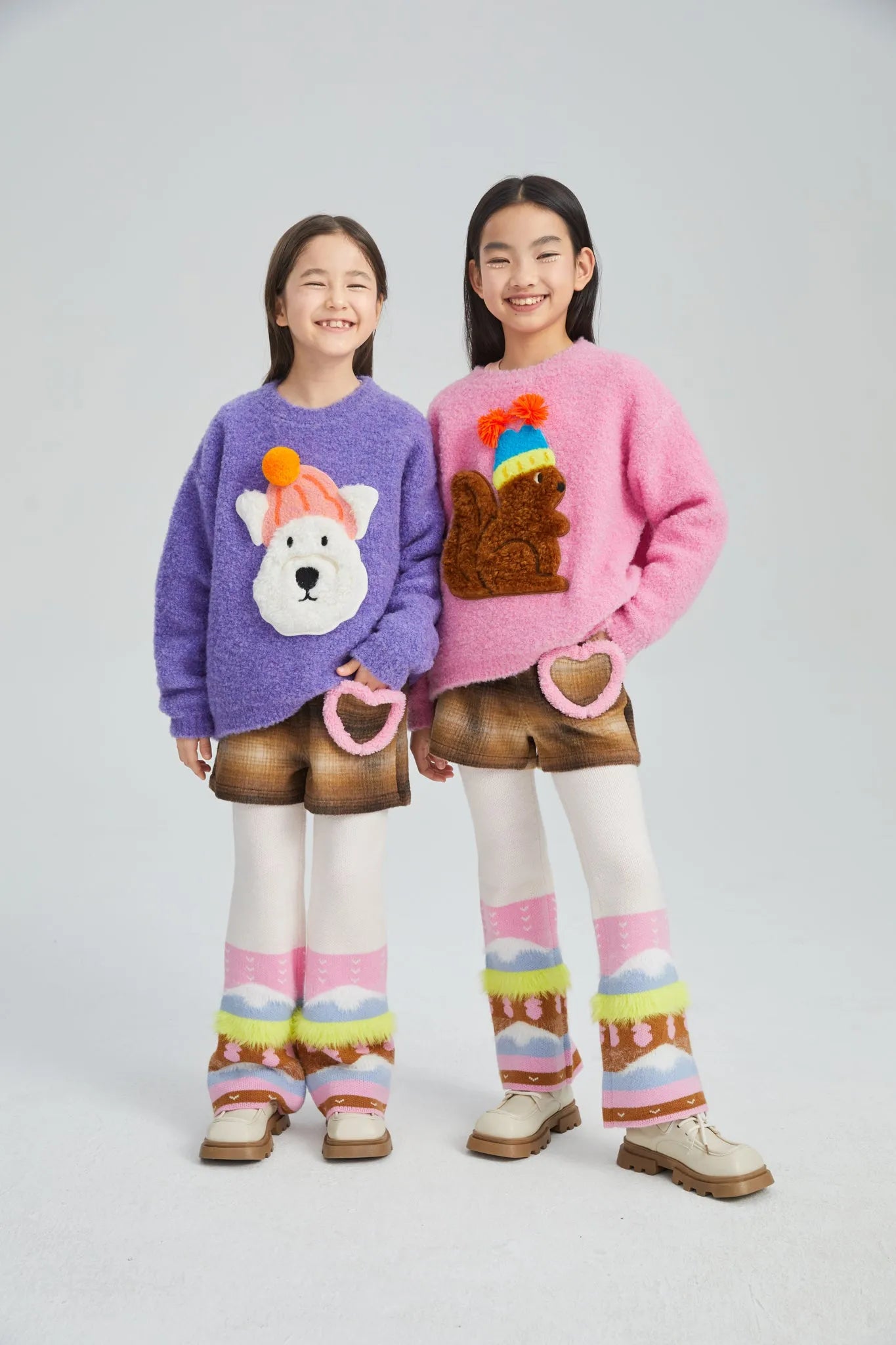 Poco Blush Layered Check Knit Long Pants