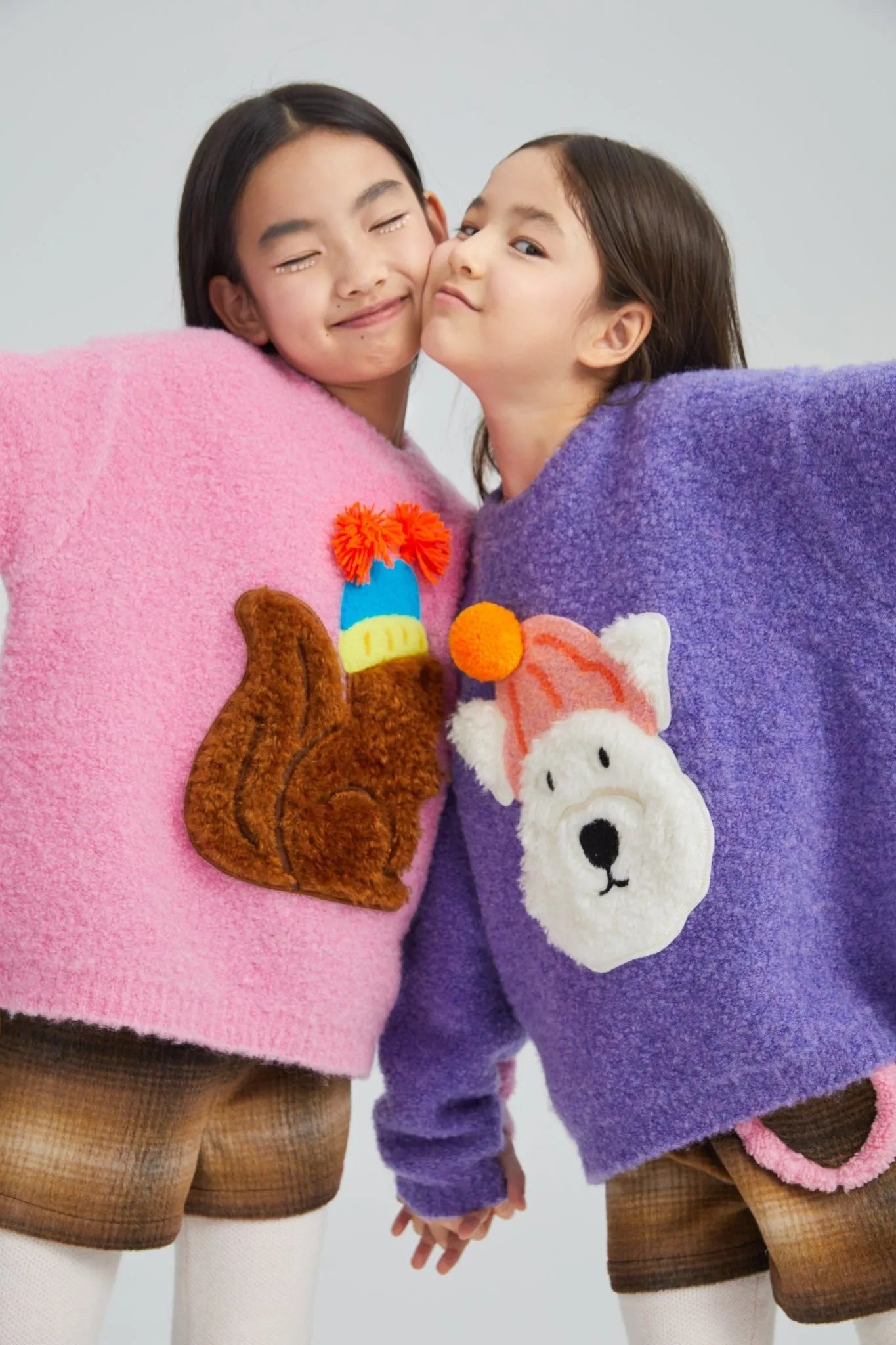 Poco Blush Snow Squirrel & Puppy Loop Knit Sweater