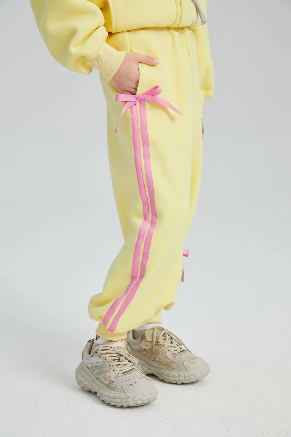 Poco Blush Bow Detail Fleece Jogger Pants