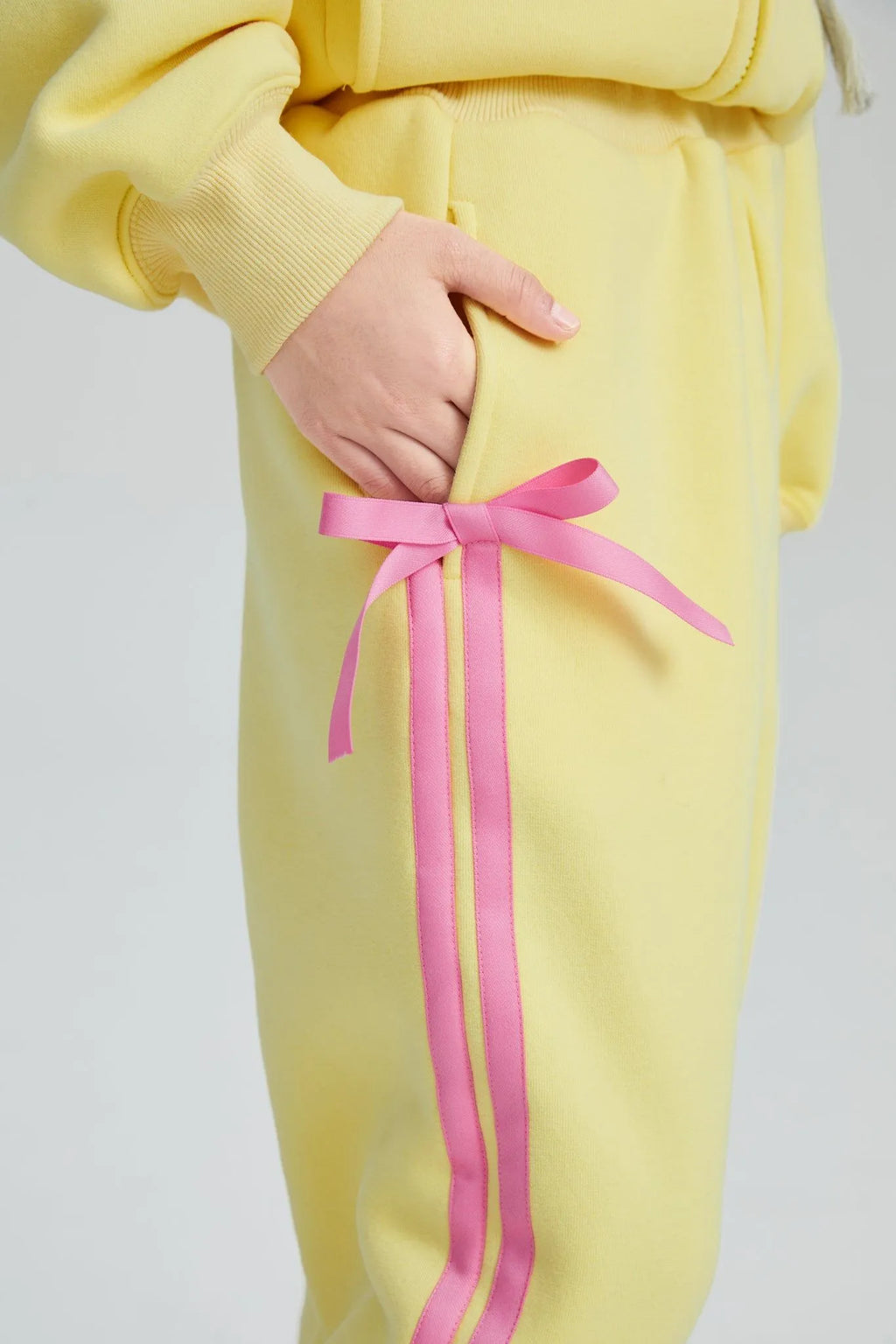 Poco Blush Bow Detail Fleece Jogger Pants