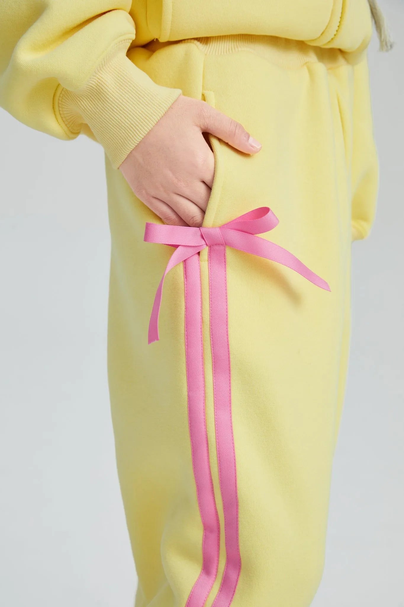 Poco Blush Bow Detail Fleece Jogger Pants