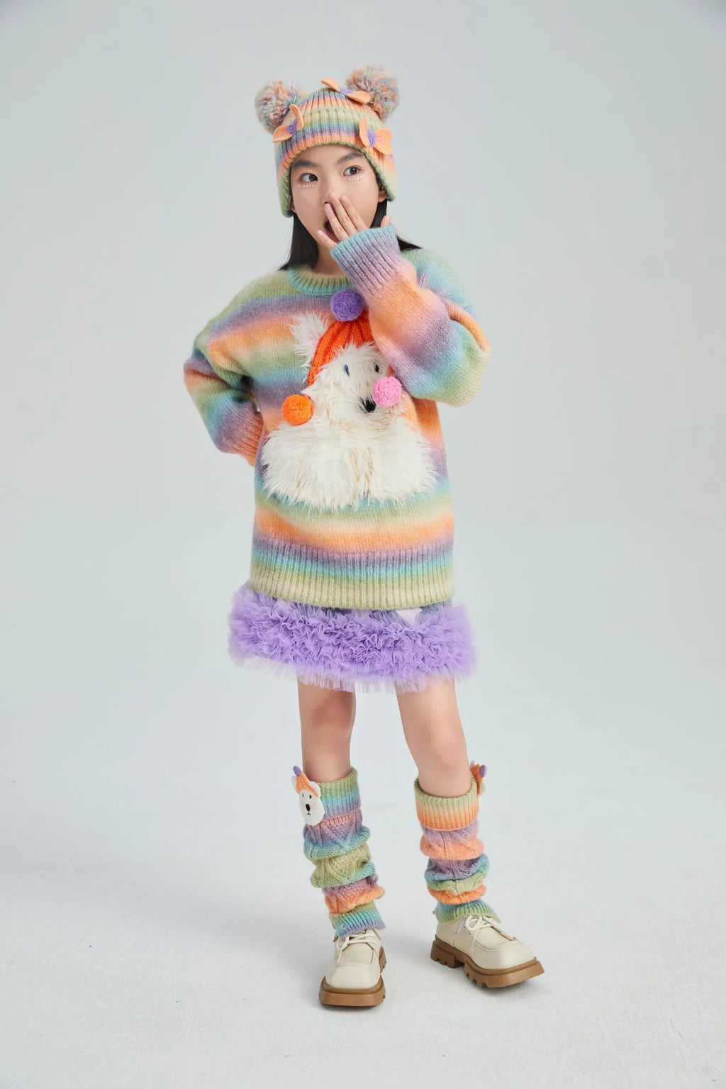 Poco Blush Rainbow Puppy Knit Leg Warmers