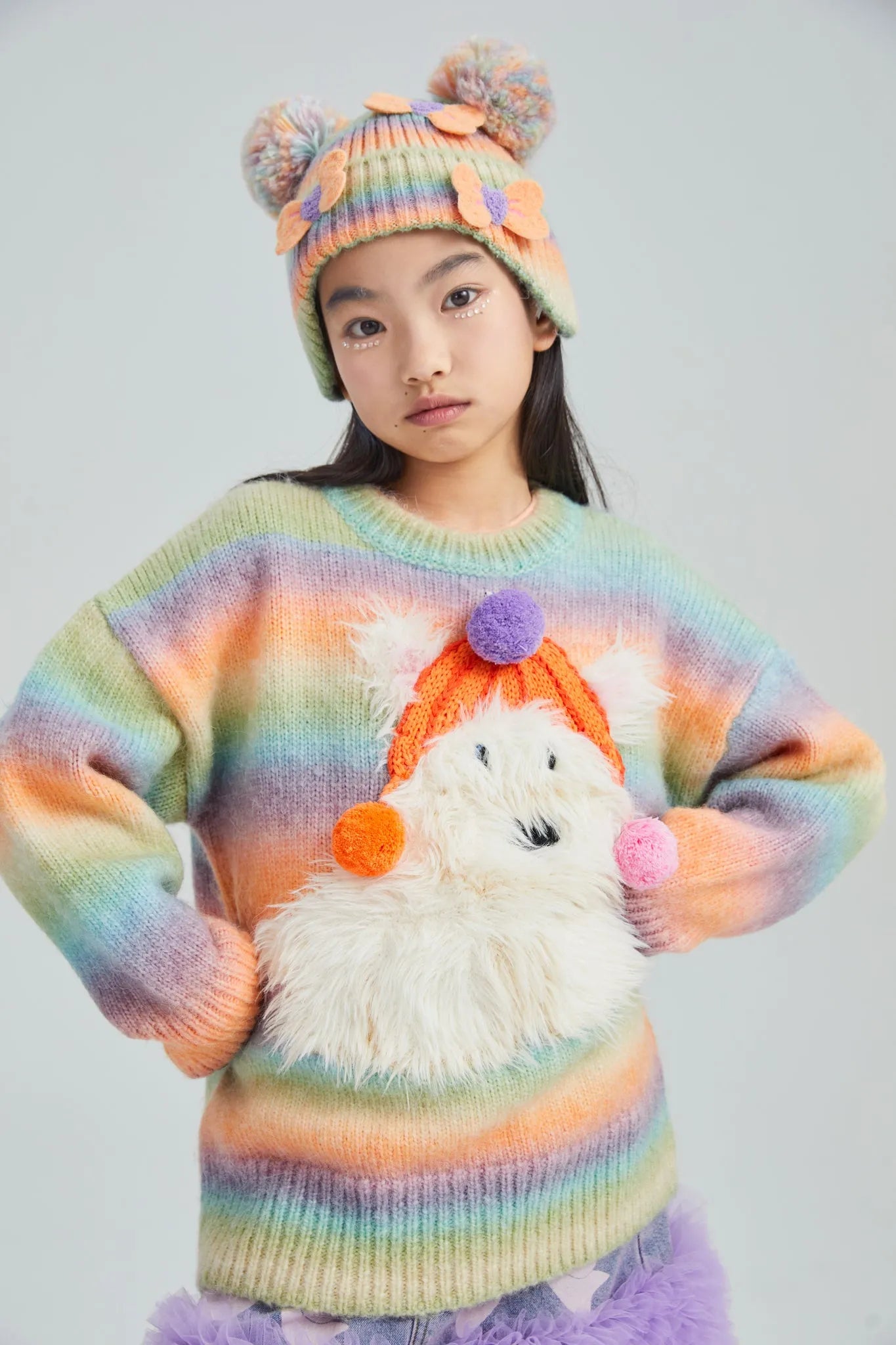 Poco Blush Rainbow Puppy Fuzzy Sweater