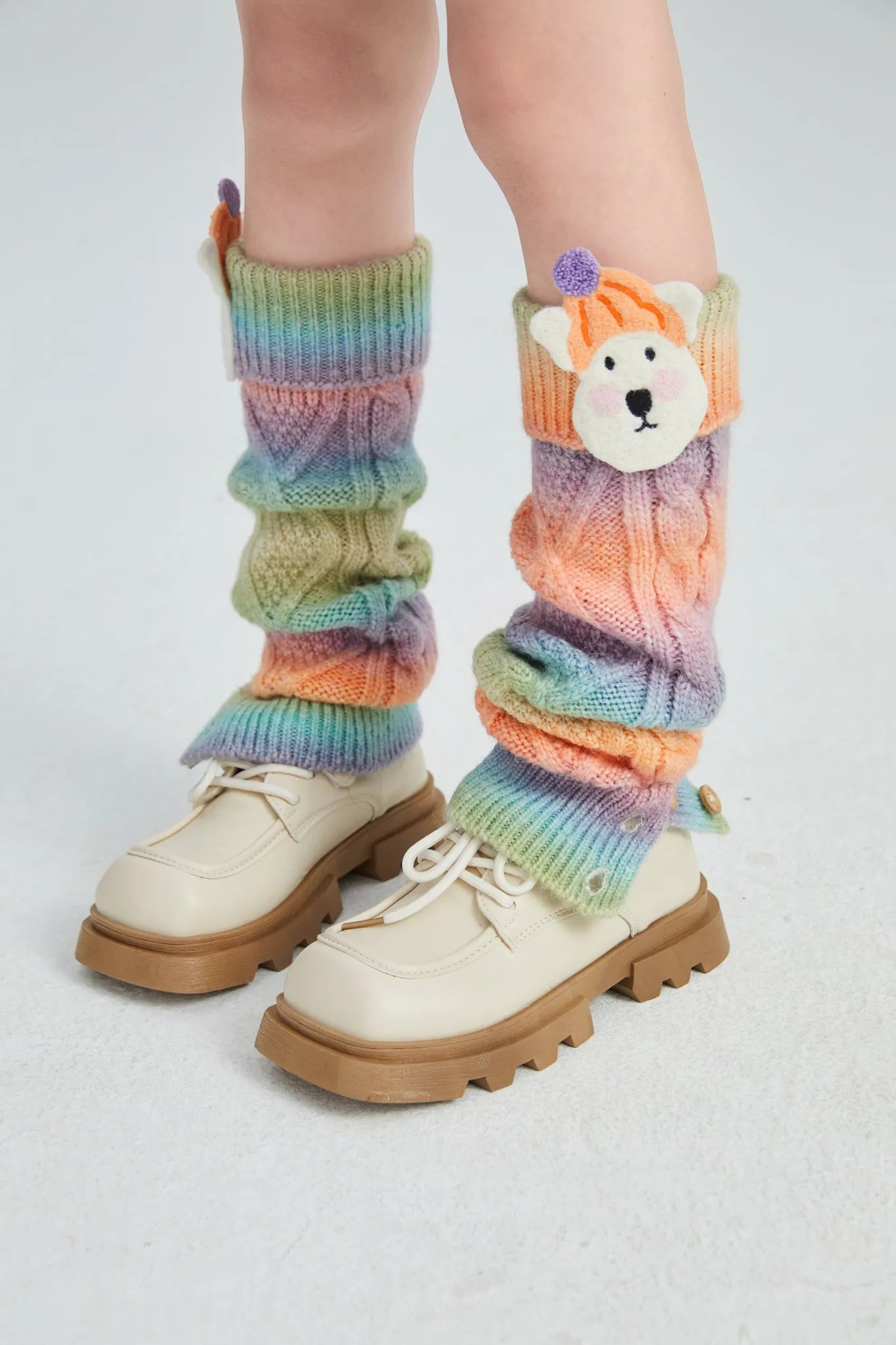 Poco Blush Rainbow Puppy Knit Leg Warmers