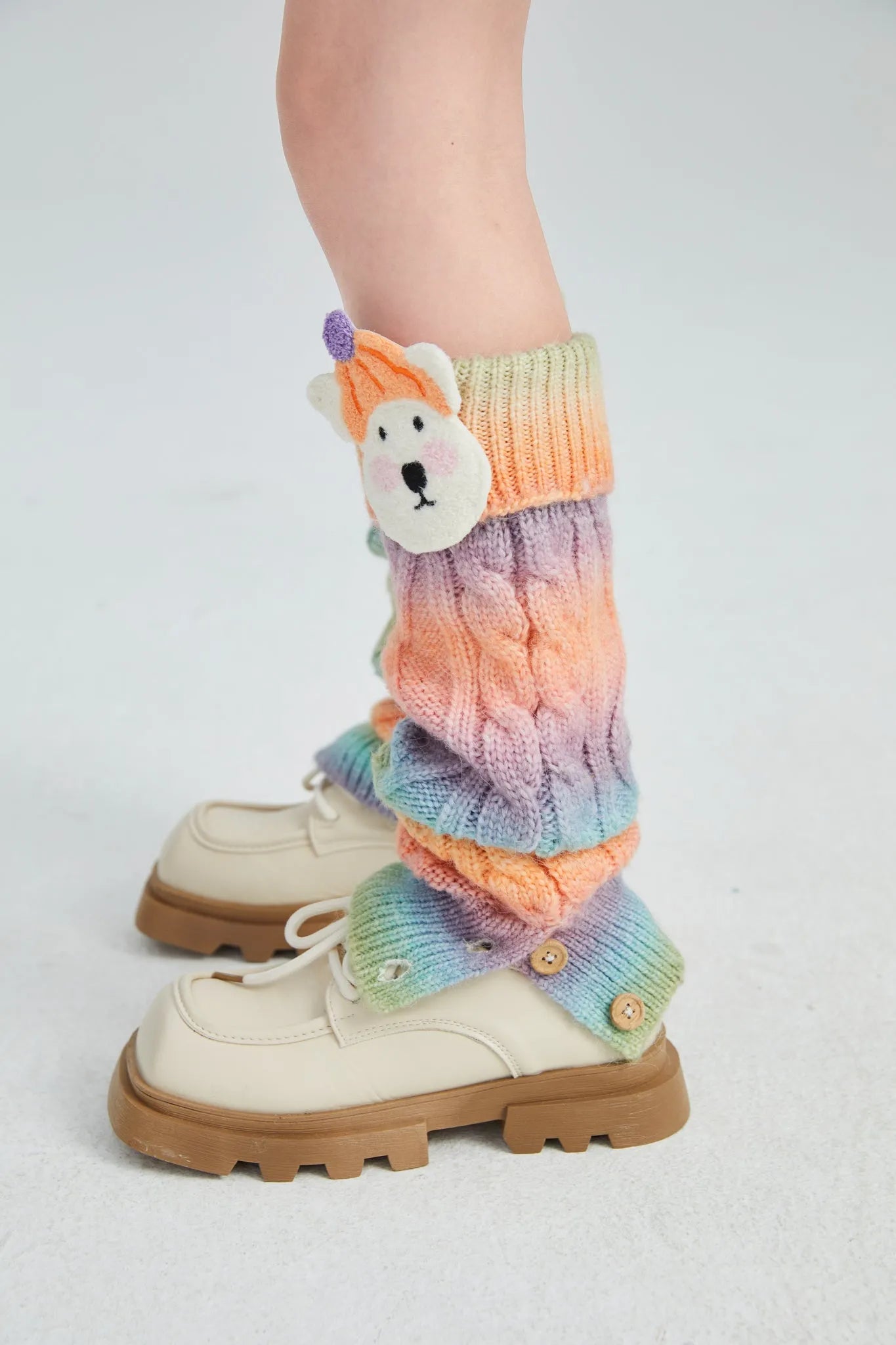 Poco Blush Rainbow Puppy Knit Leg Warmers