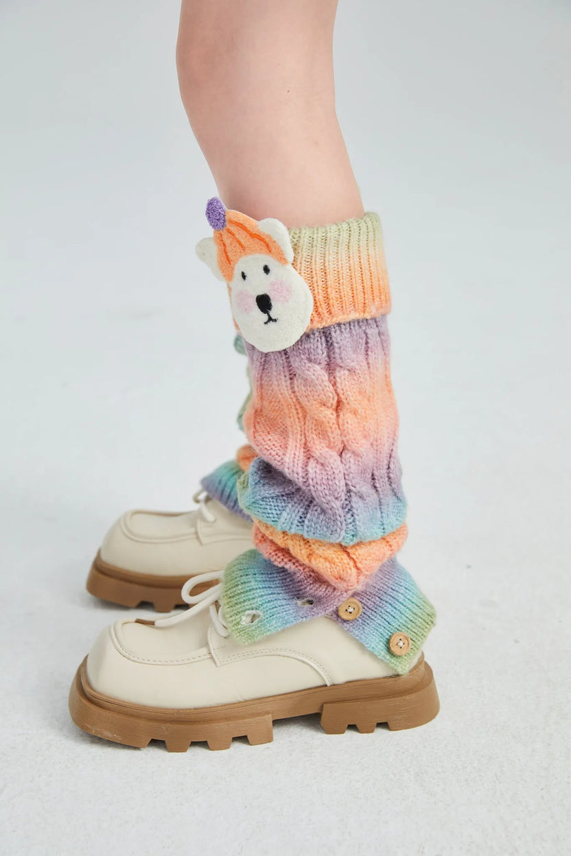 Rainbow Puppy Knit Leg Warmers by Poco Blush, image 3