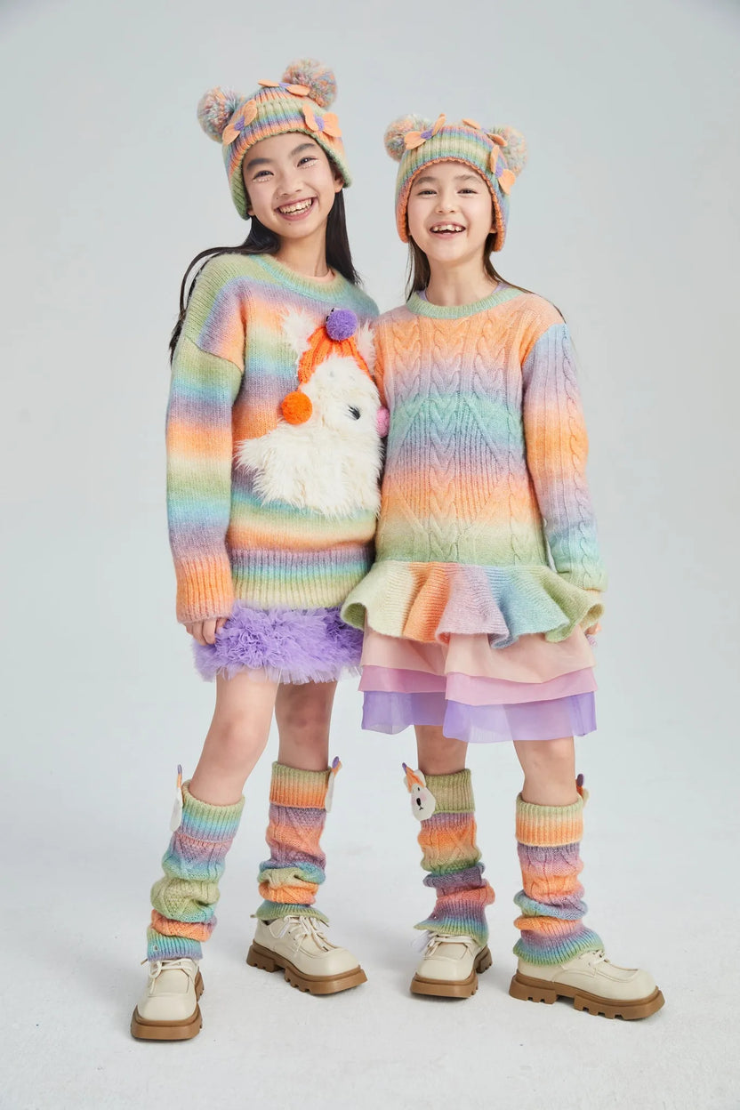 Rainbow Puppy Knit Leg Warmers by Poco Blush, image 6
