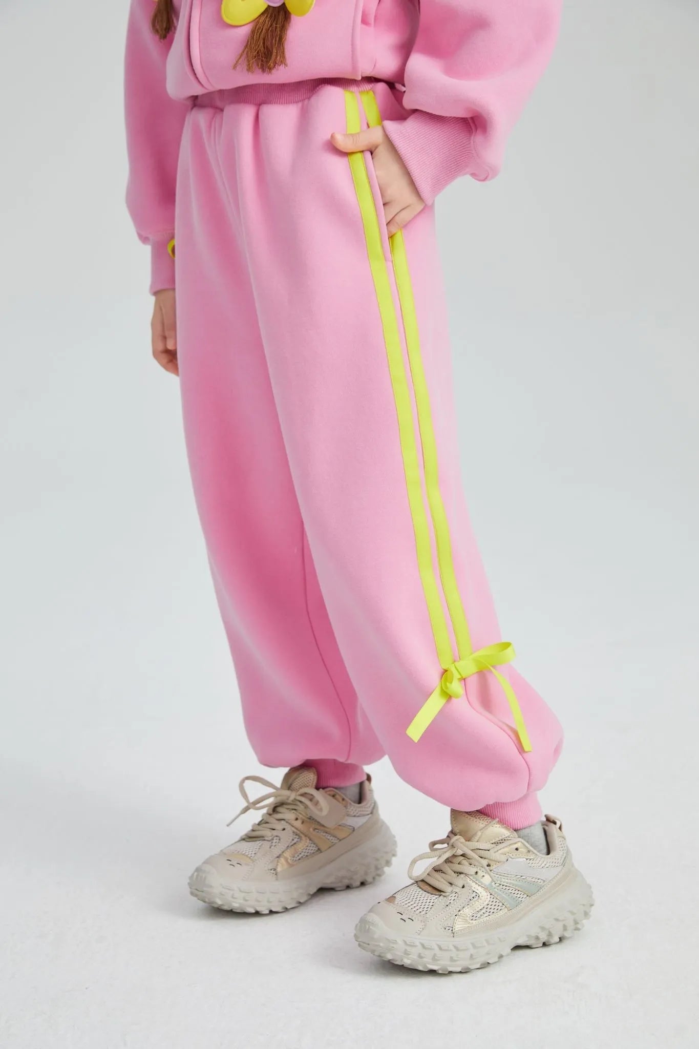 Poco Blush Bow Detail Fleece Jogger Pants