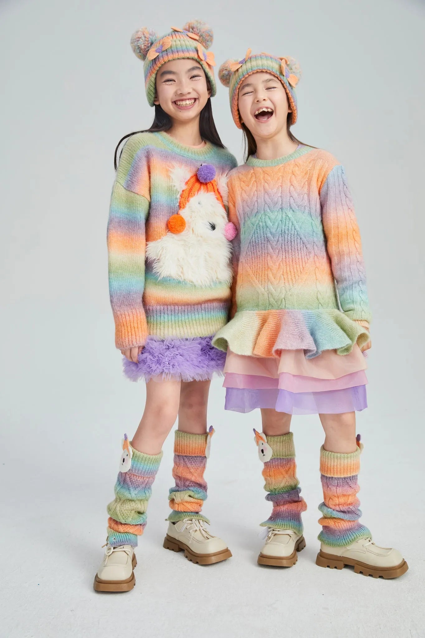 Poco Blush Rainbow Puppy Fuzzy Sweater