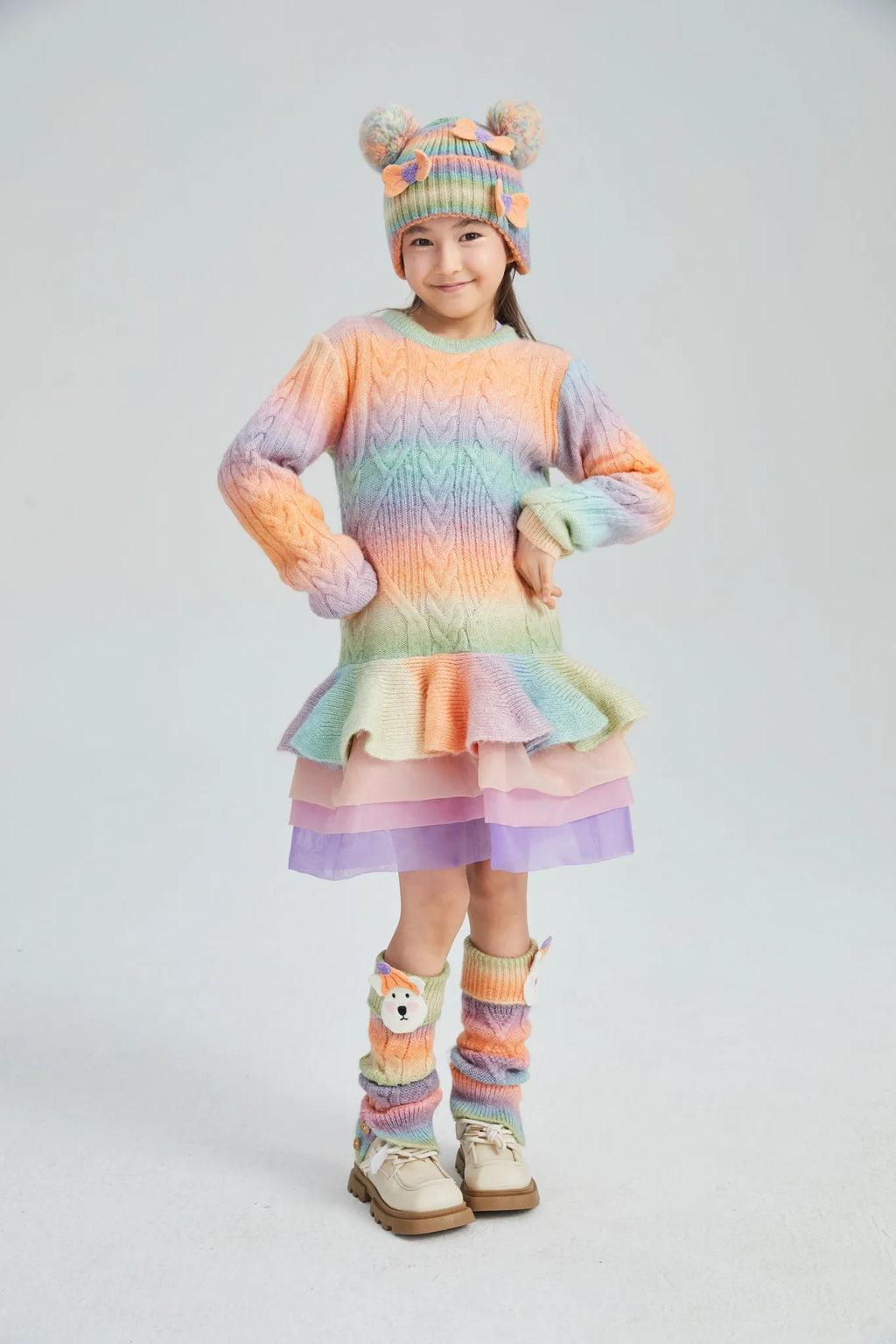 Poco Blush Rainbow Puppy Knit Leg Warmers