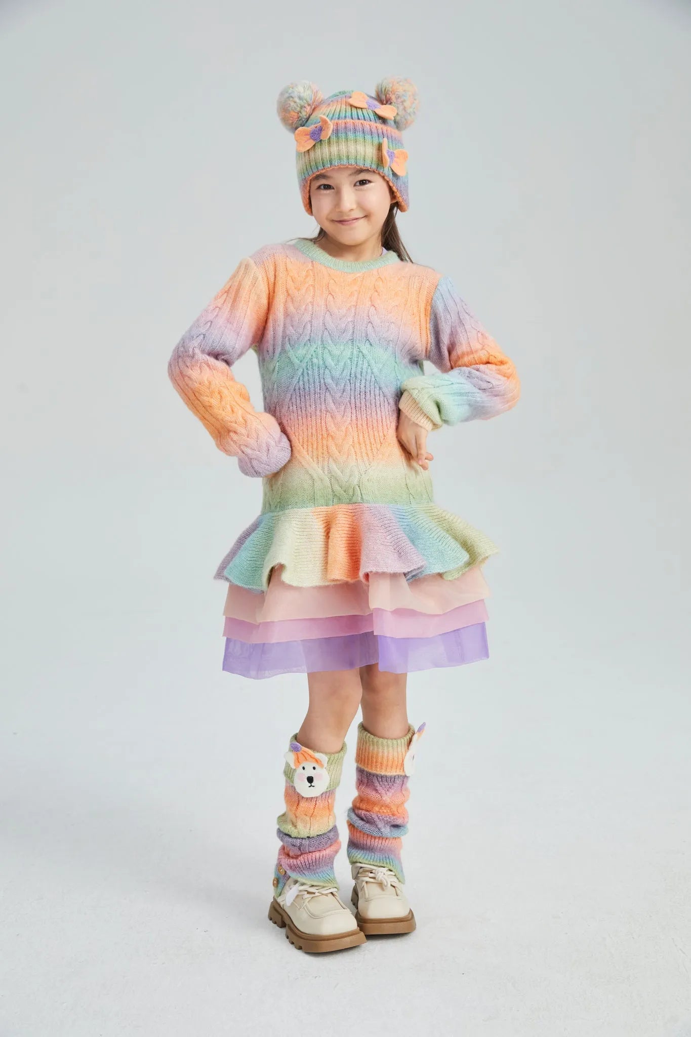 Poco Blush Rainbow Puppy Knit Leg Warmers