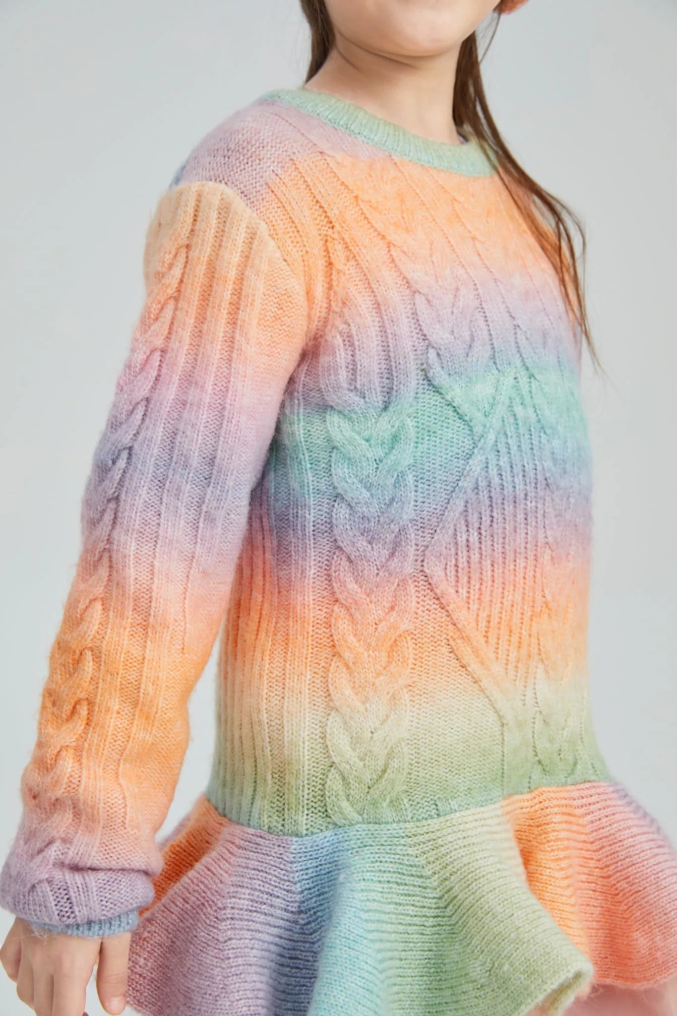 Poco Blush Rainbow Knit Tulle Sweater Dress
