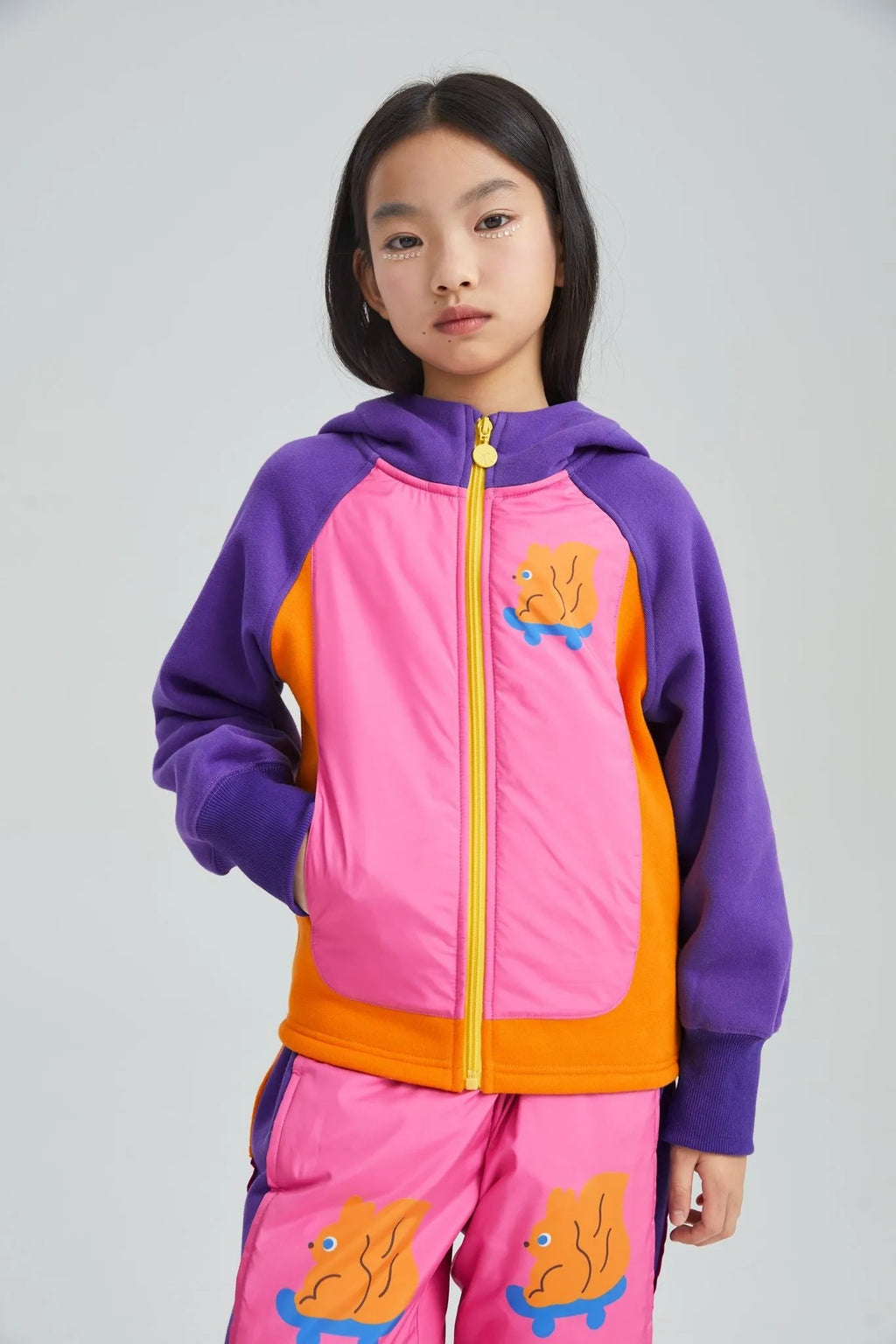 Poco Blush Squirrel Print Padded Jacket