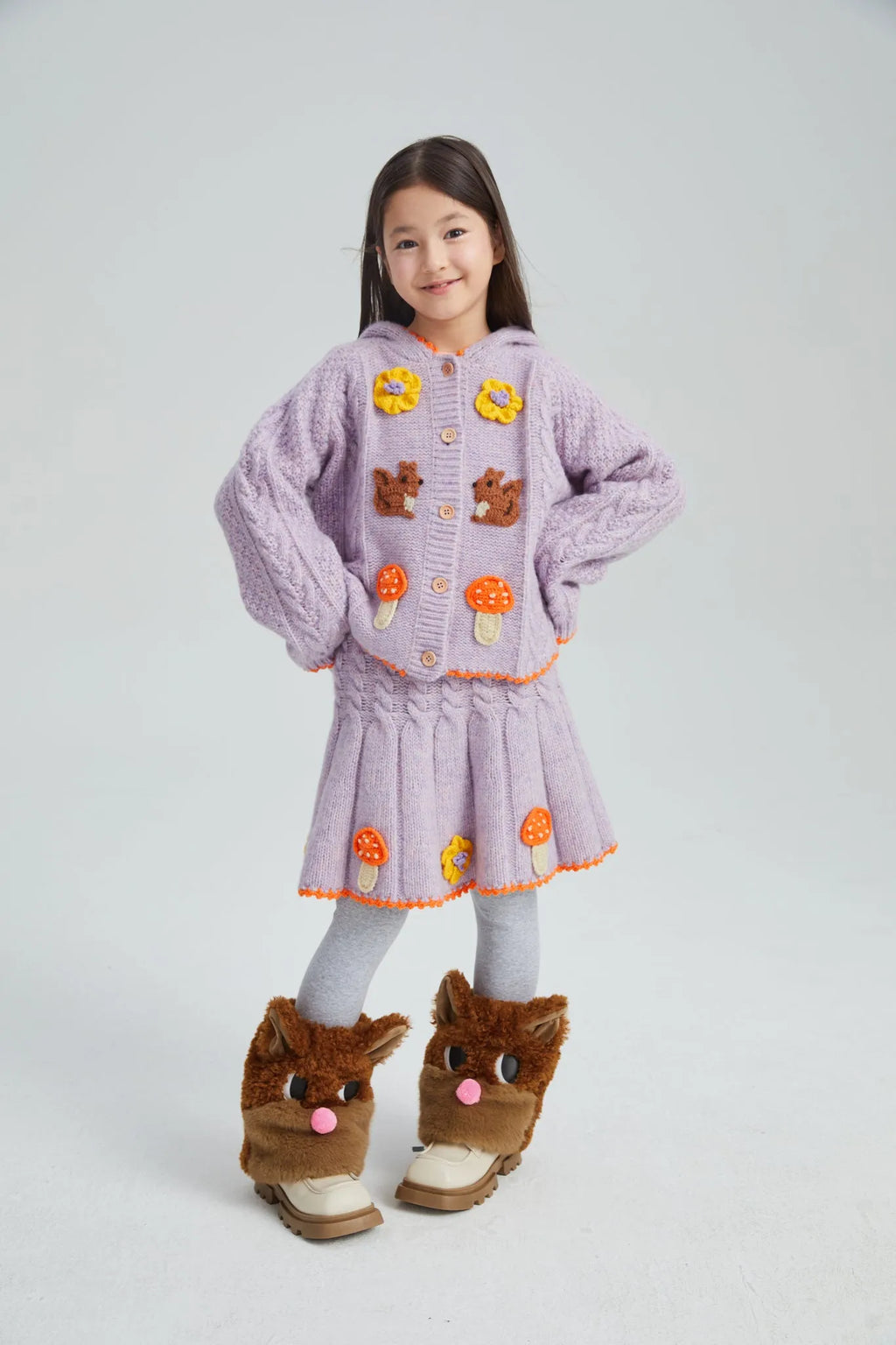 Poco Blush Squirrel Cable Knit Sweater Set