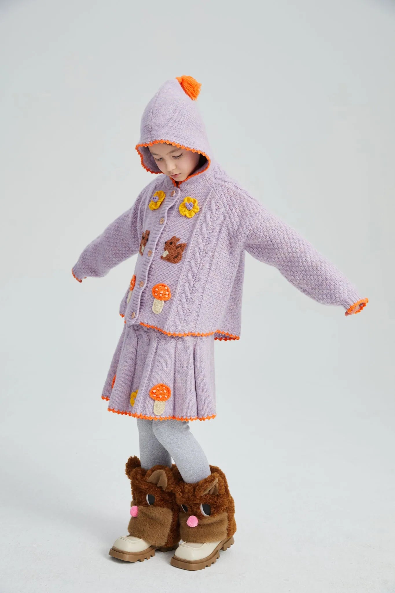 Poco Blush Squirrel Cable Knit Sweater Set