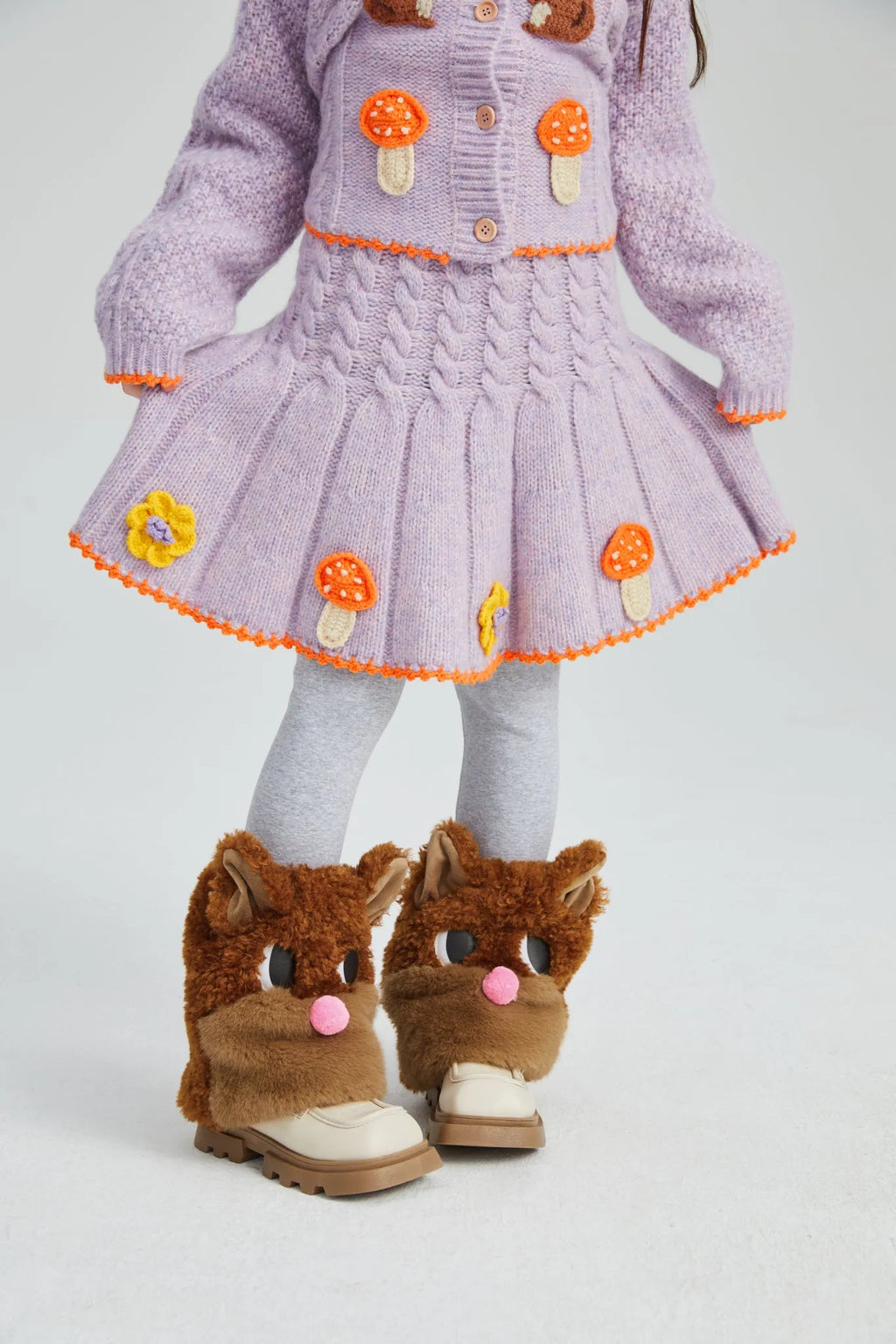Poco Blush Squirrel Cable Knit Sweater Set