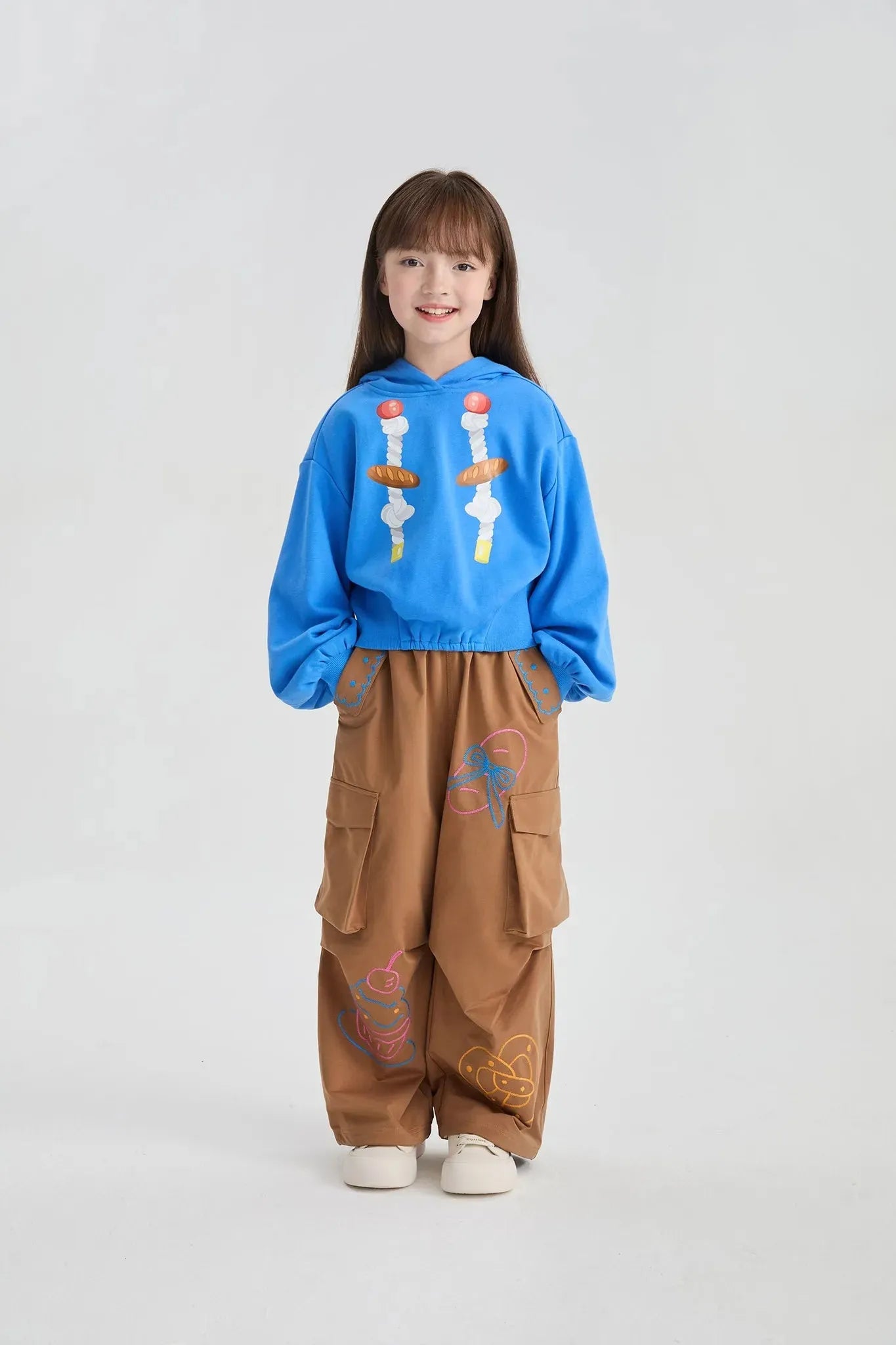 Poco Blush Soft Bread Embroidery Parachute Pants