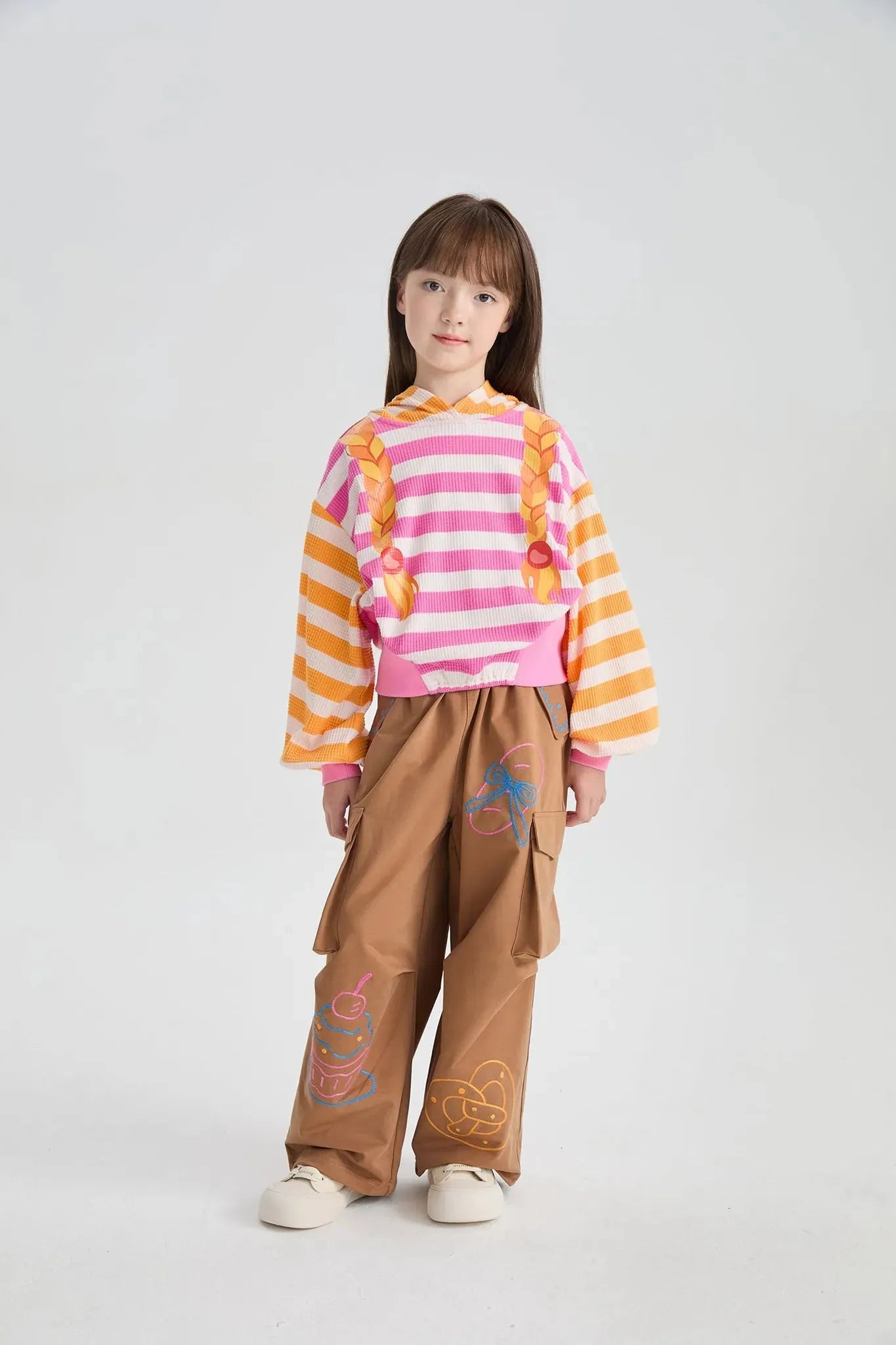 Poco Blush Soft Bread Embroidery Parachute Pants