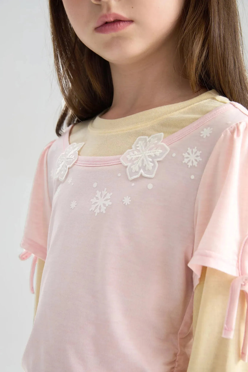 Snowflake Wool-Blend Layered Tee by Poco Blush, image 4