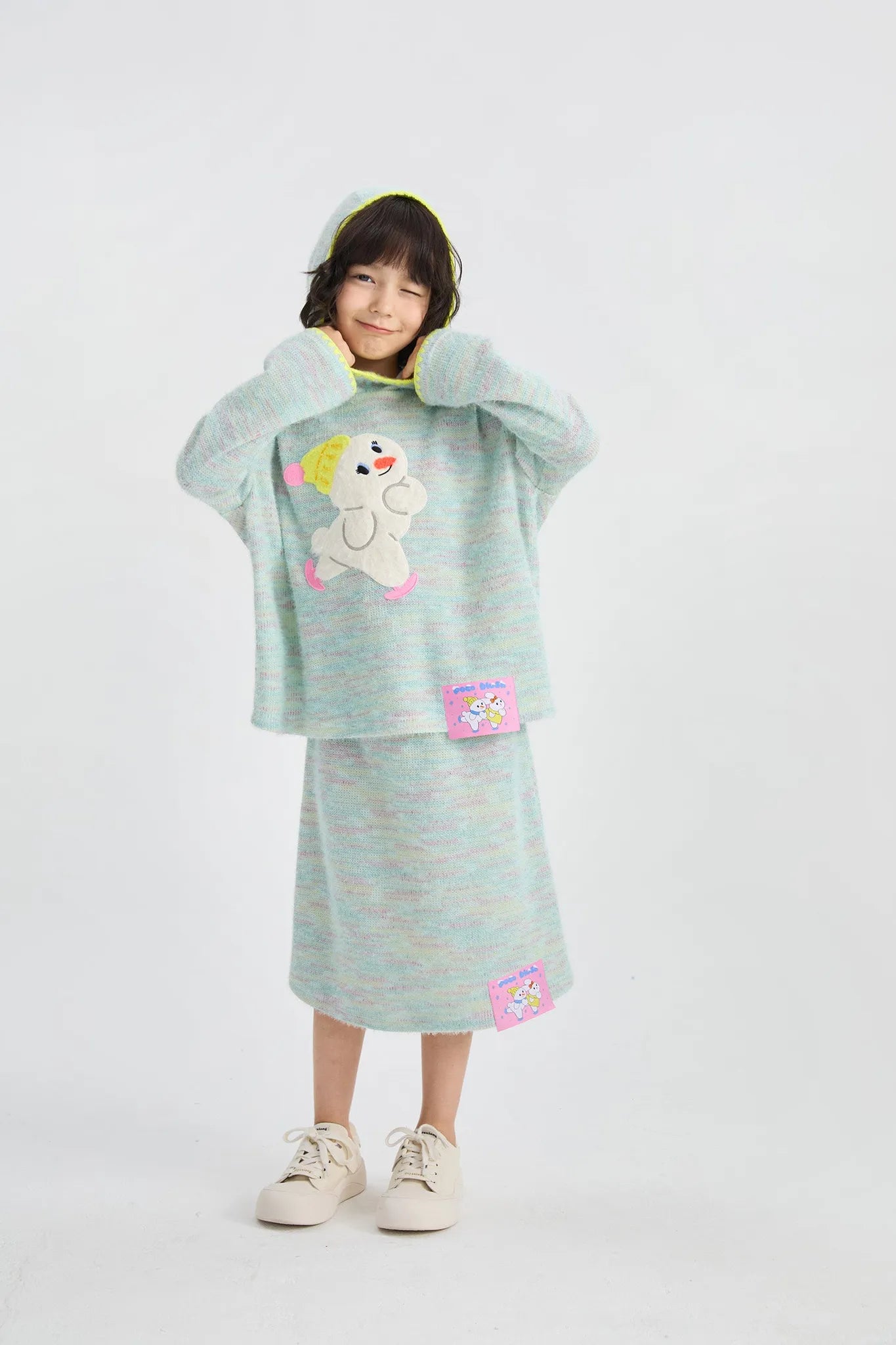 Poco Blush Ice Rink Snowman Knit Skirt