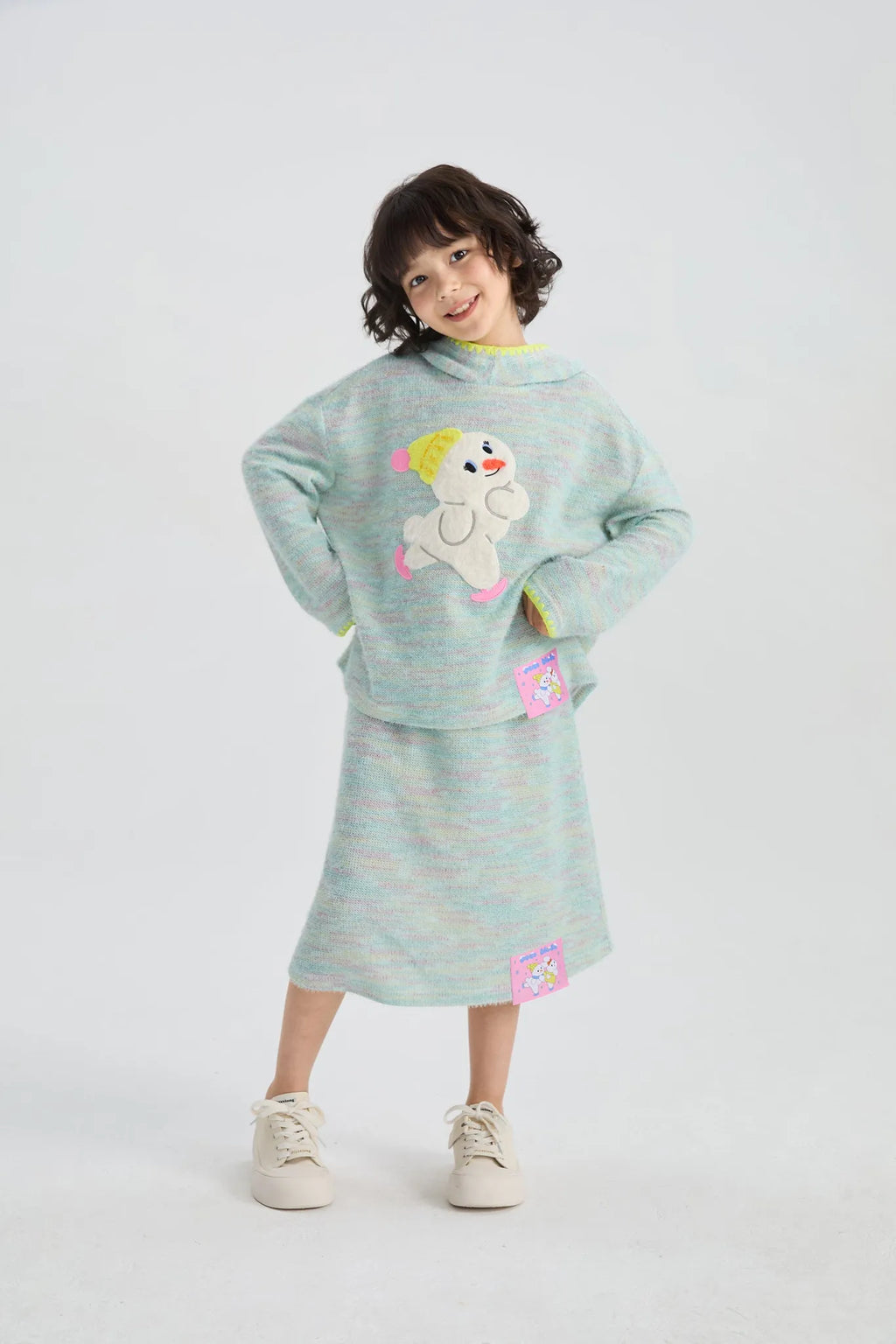Poco Blush Ice Rink Snowman Knit Skirt