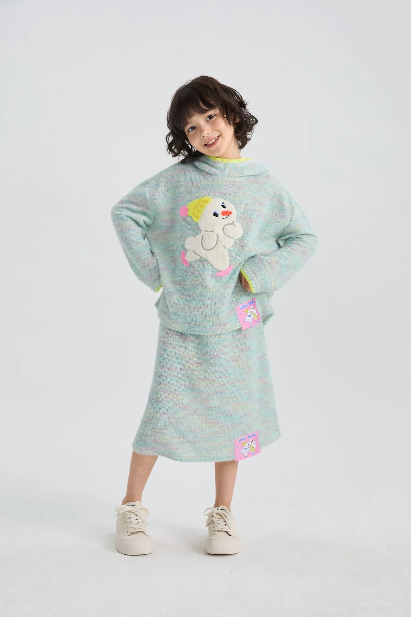 Poco Blush Ice Rink Snowman Knit Skirt