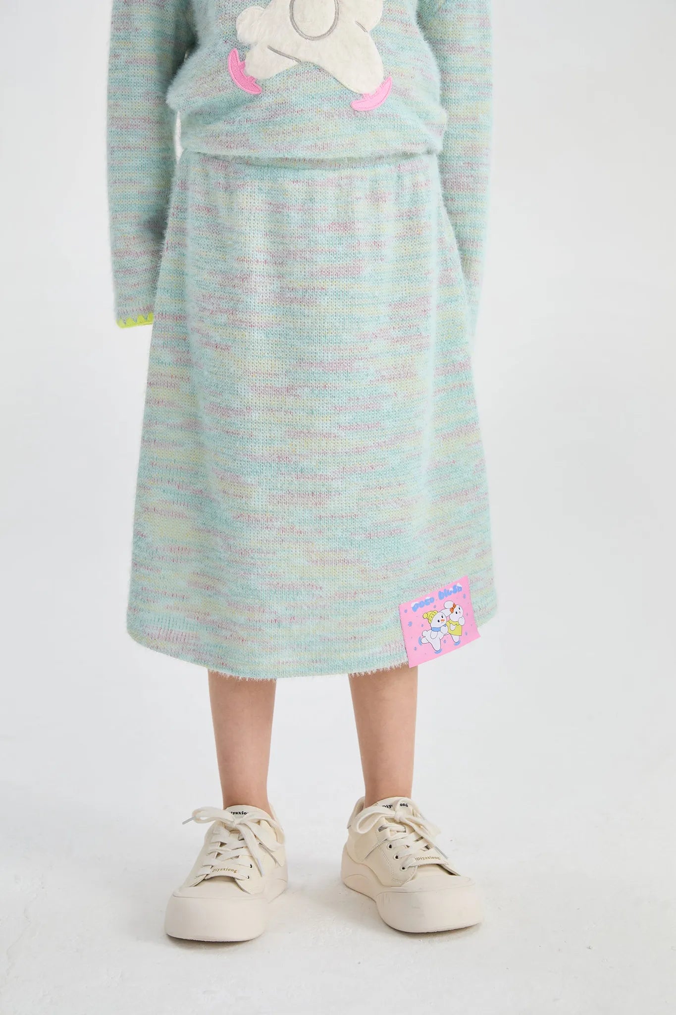 Poco Blush Ice Rink Snowman Knit Skirt