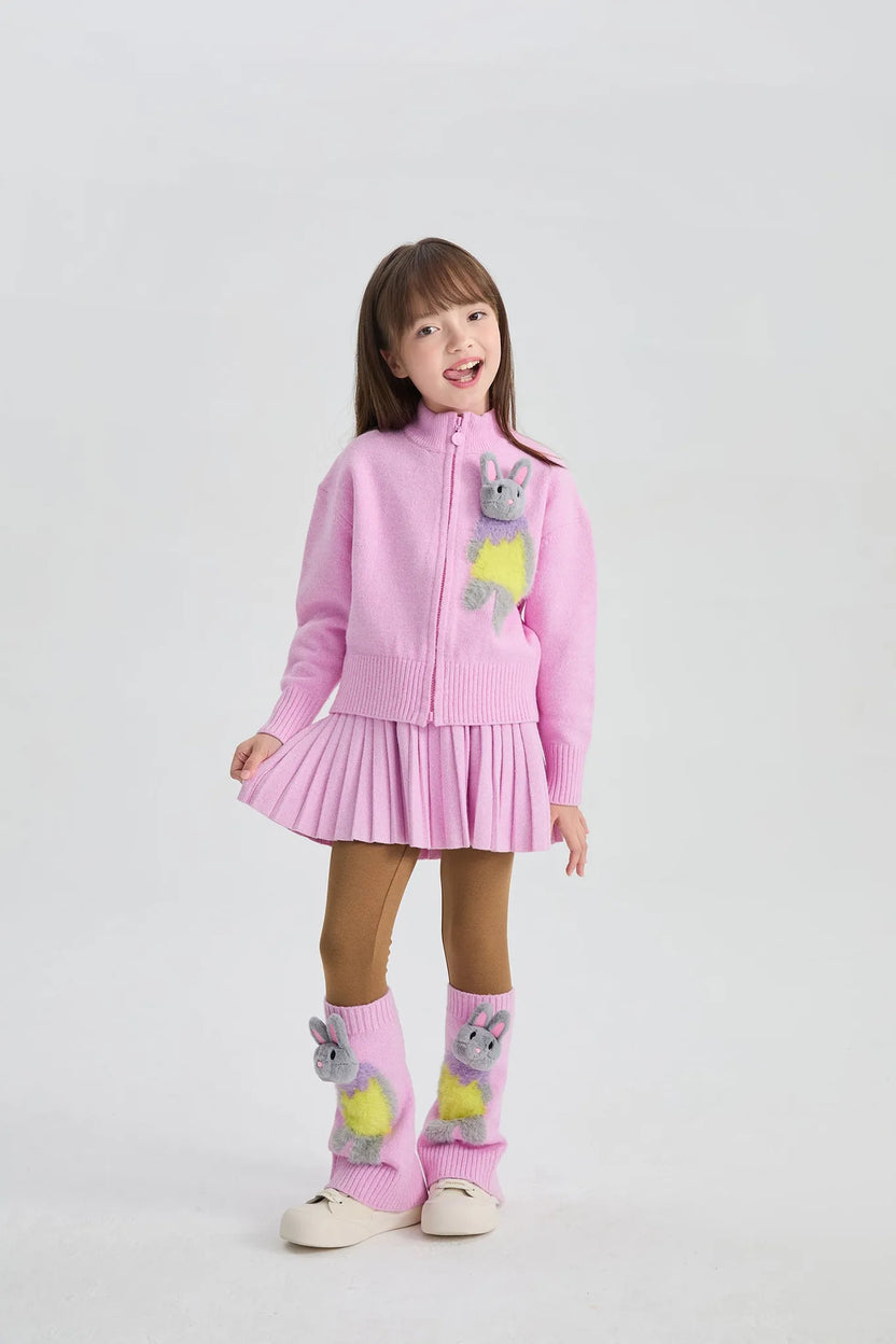 Snowman & Bunny Pleated Knit Skirt by Poco Blush, image 5