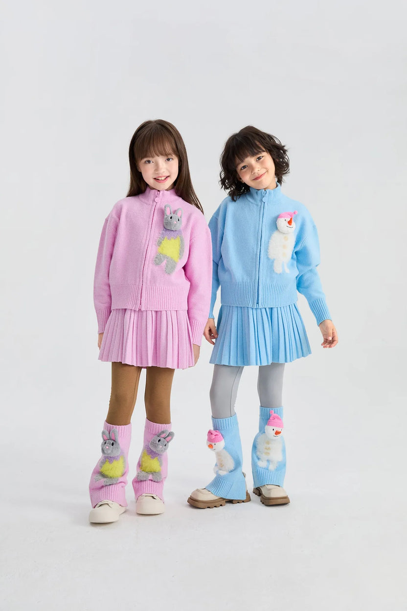 Snowman & Bunny Pleated Knit Skirt by Poco Blush, image 10