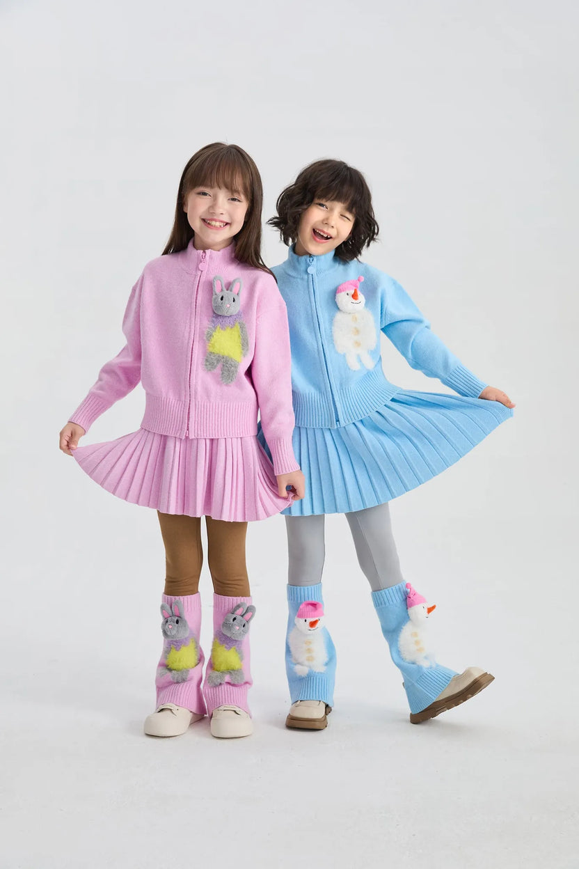 Snowman & Bunny Pleated Knit Skirt by Poco Blush, image 9