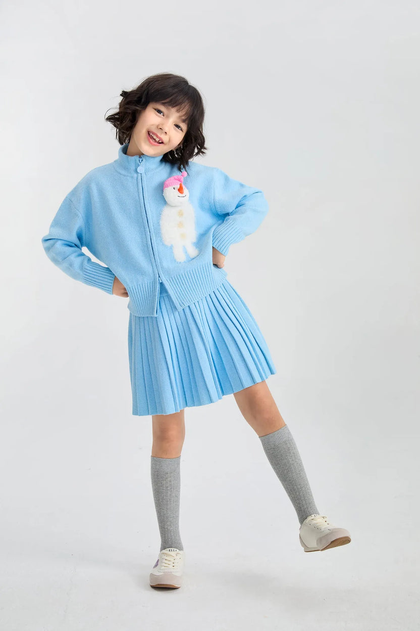 Snowman & Bunny Pleated Knit Skirt by Poco Blush, image 7