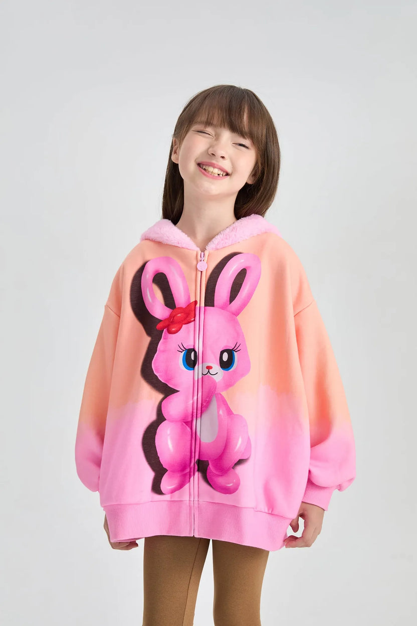 Mousse Snowman & Candy Bunny Ombre Fleece Hoodie Jacket by Poco Blush, image 6