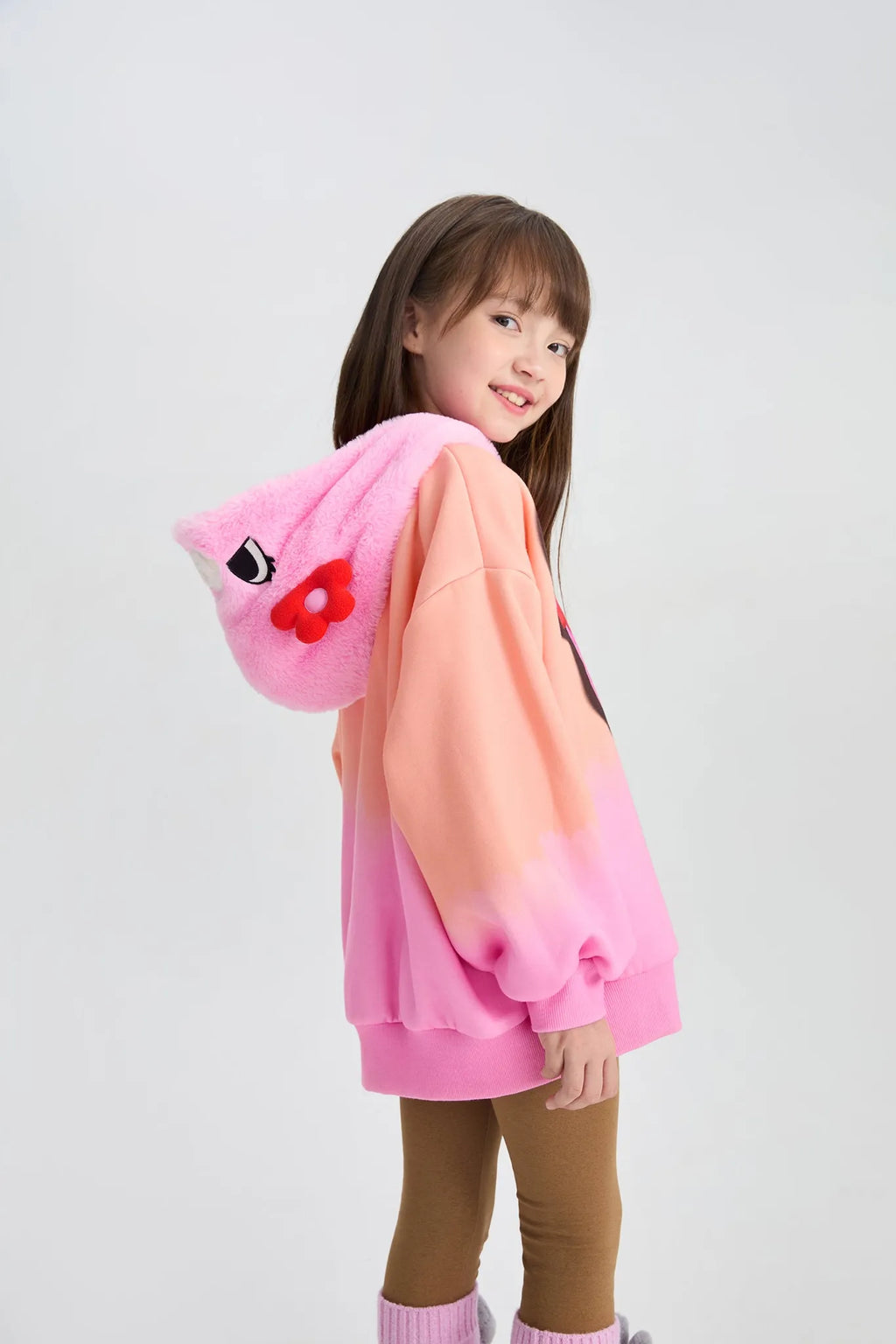 Poco Blush Mousse Snowman & Candy Bunny Ombre Fleece Hoodie Jacket