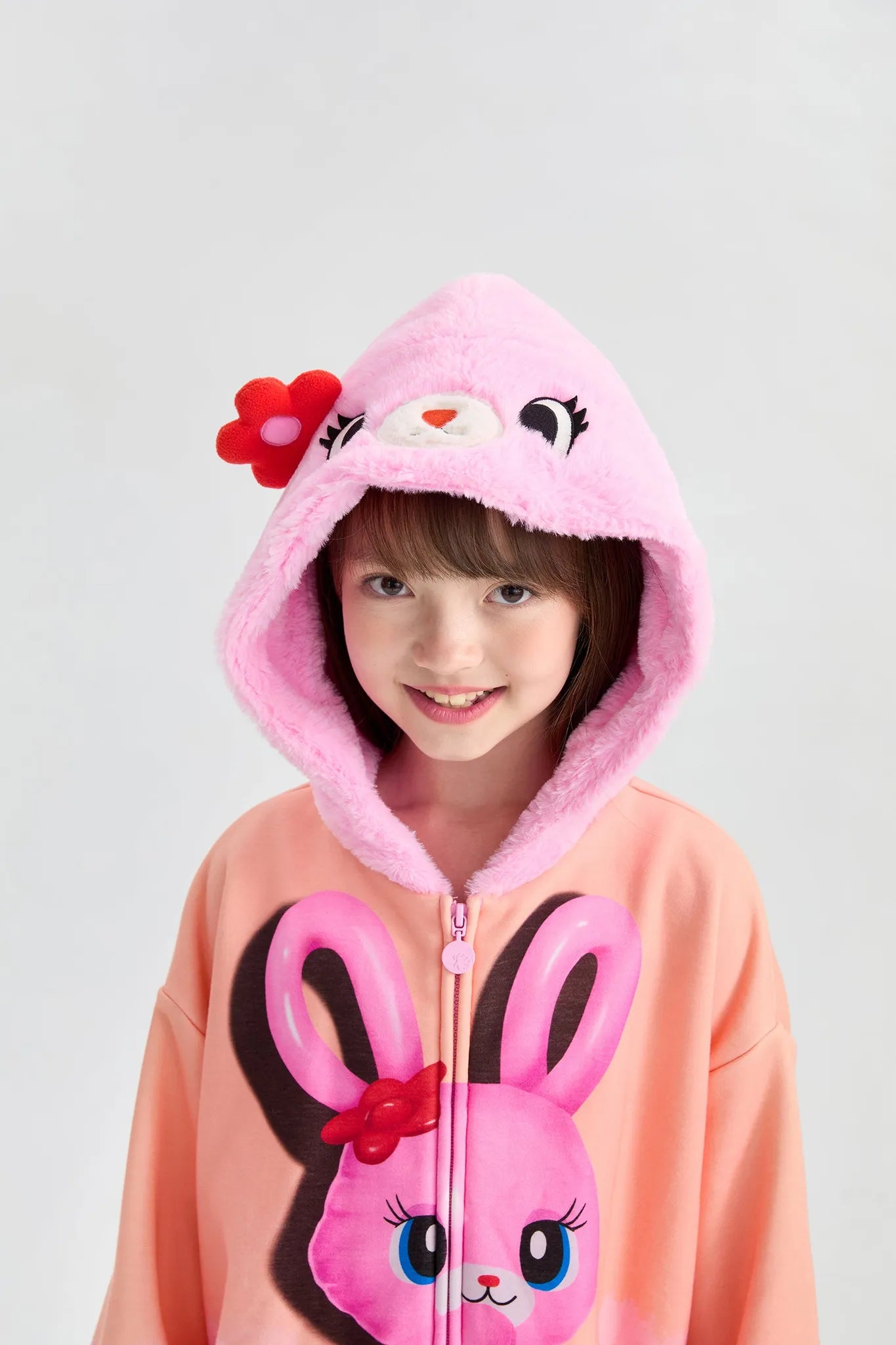 Poco Blush Mousse Snowman & Candy Bunny Ombre Fleece Hoodie Jacket
