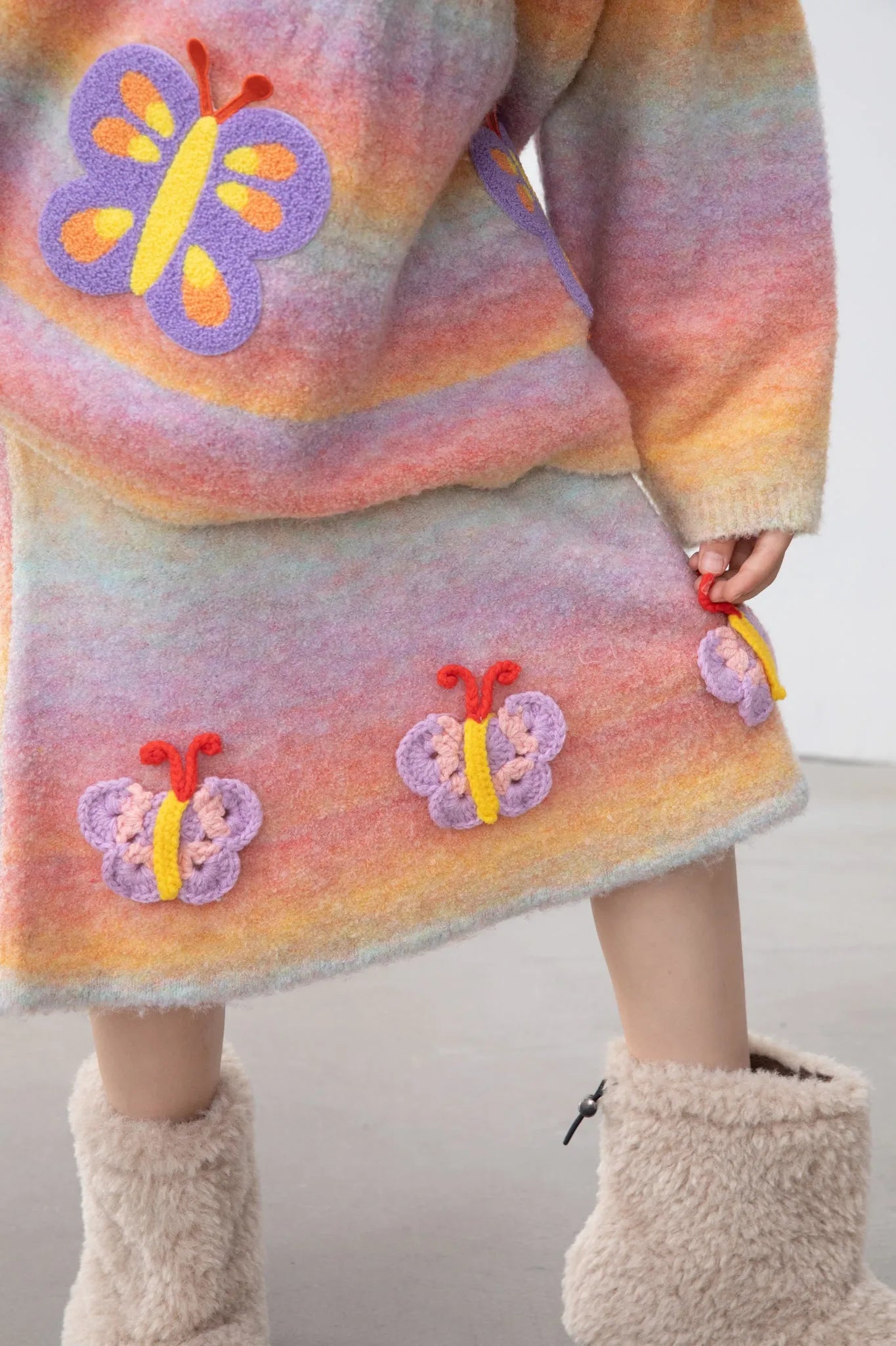 Poco Blush Butterfly Gradient Knit Skirt