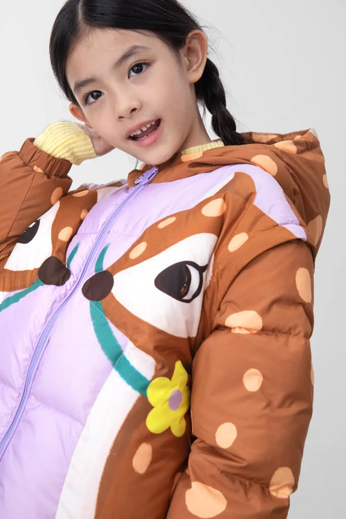 Poco Blush Hanging Flowers Deer Down Jacket