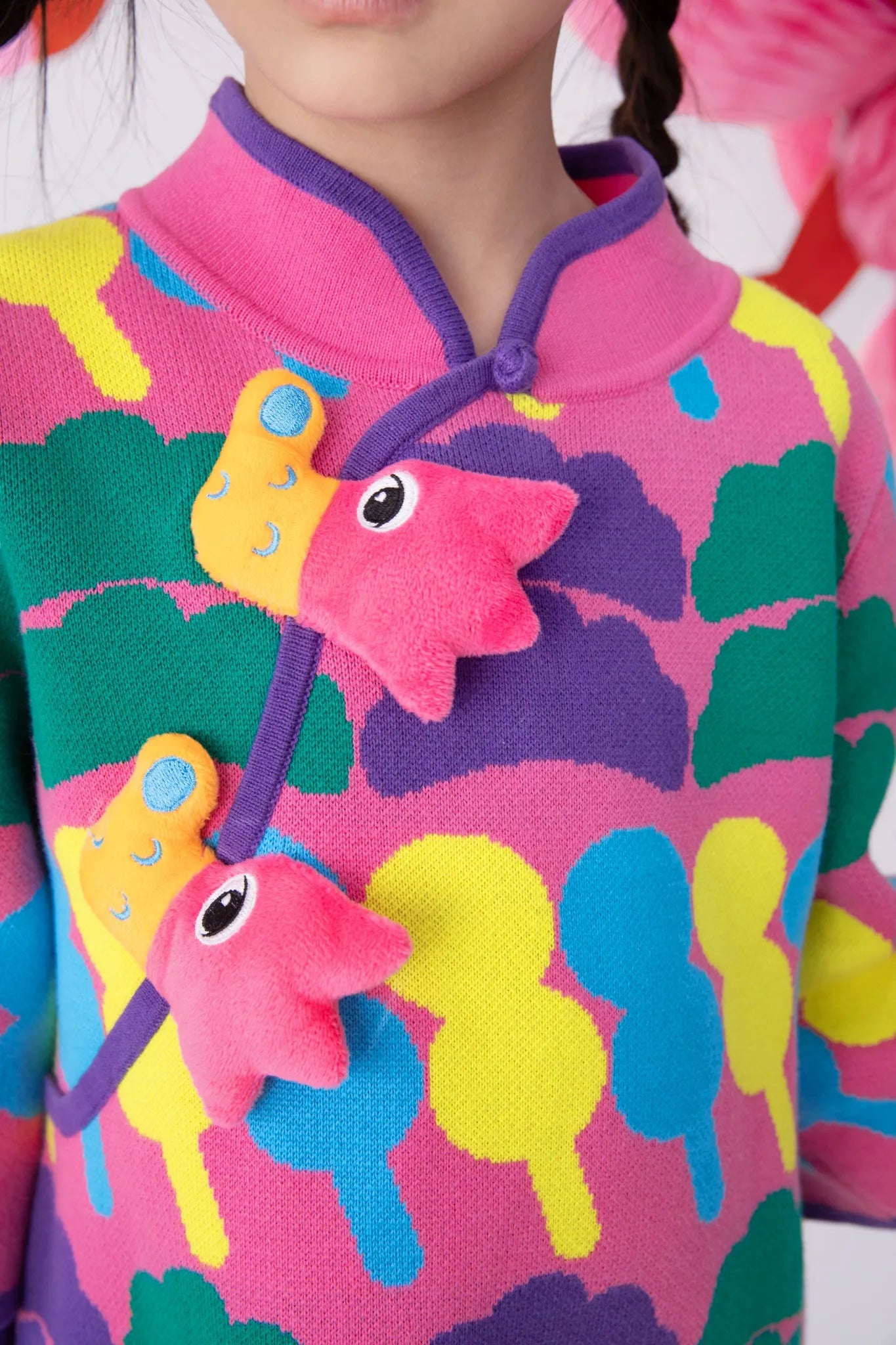 Poco Blush Tanghulu & Dumplings Knit Cheongsam Dress