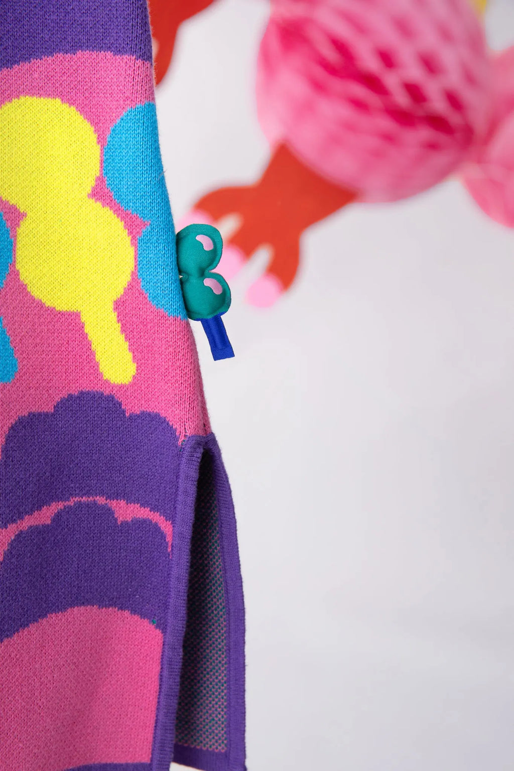 Poco Blush Tanghulu & Dumplings Knit Cheongsam Dress