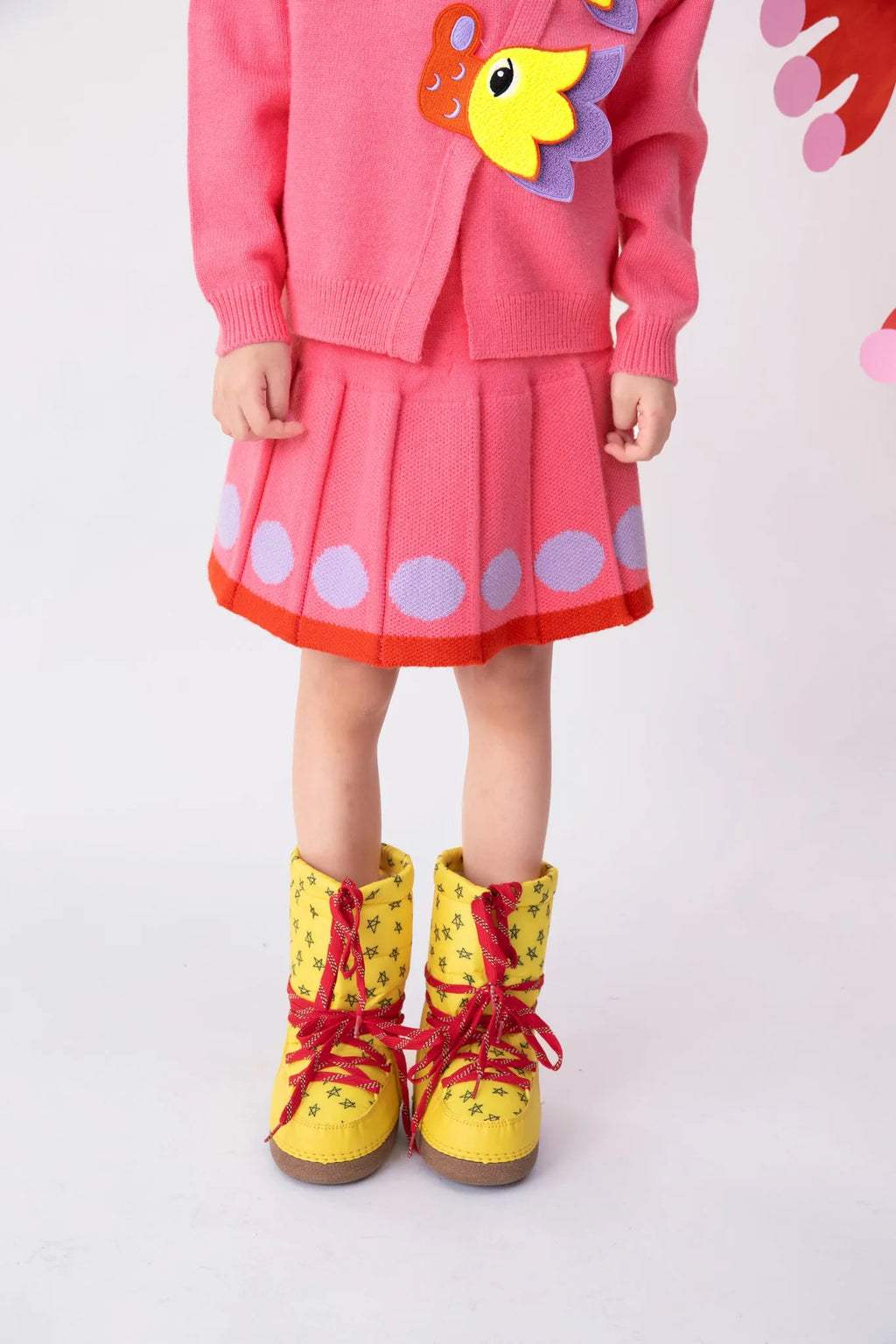 Poco Blush Dragon Pleated Knit Skirt