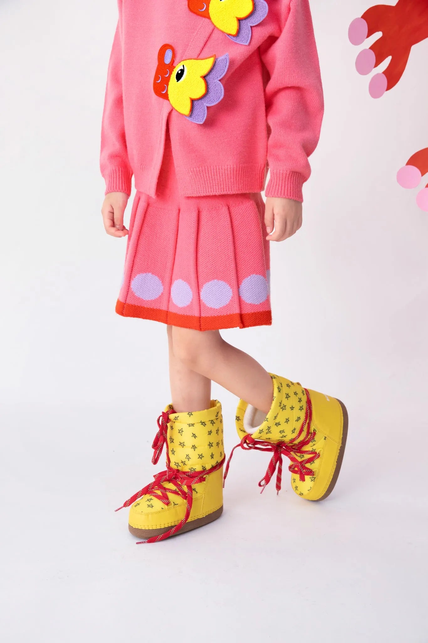 Poco Blush Dragon Pleated Knit Skirt