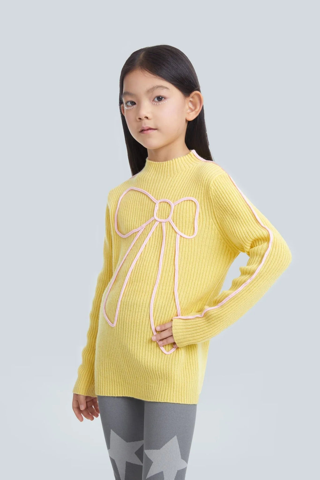 Poco Blush Wool Bow Knit Base Layer Top