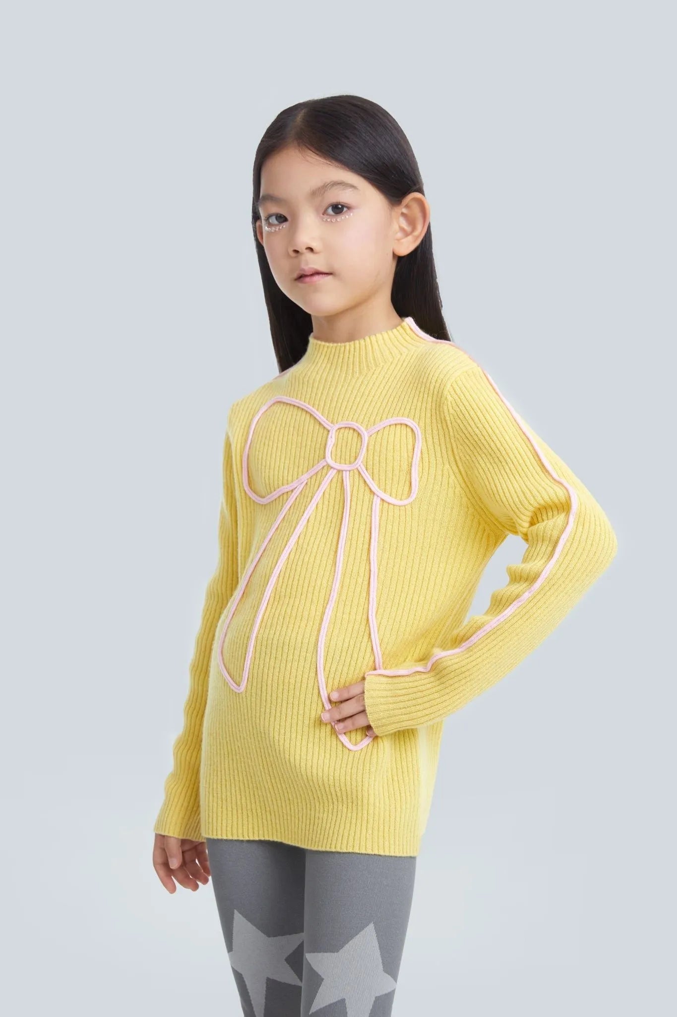 Poco Blush Wool Bow Knit Base Layer Top