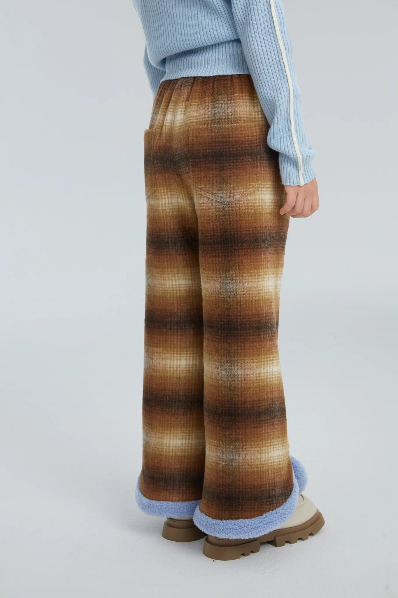 Poco Blush Forest Embroidered Check Flare Pants