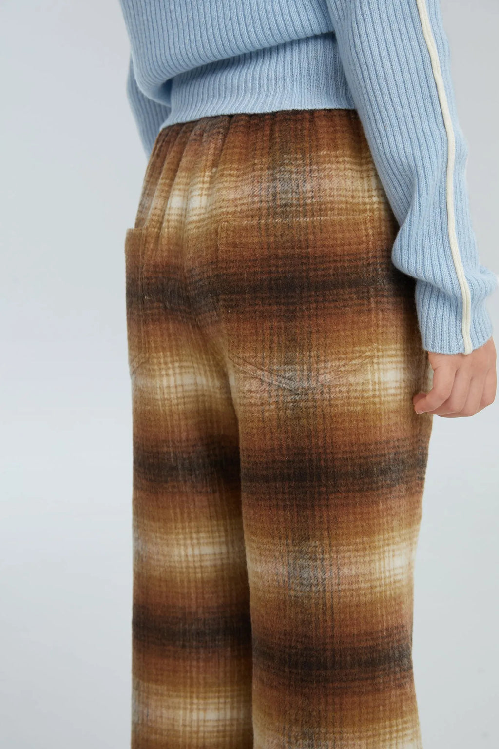 Poco Blush Forest Embroidered Check Flare Pants