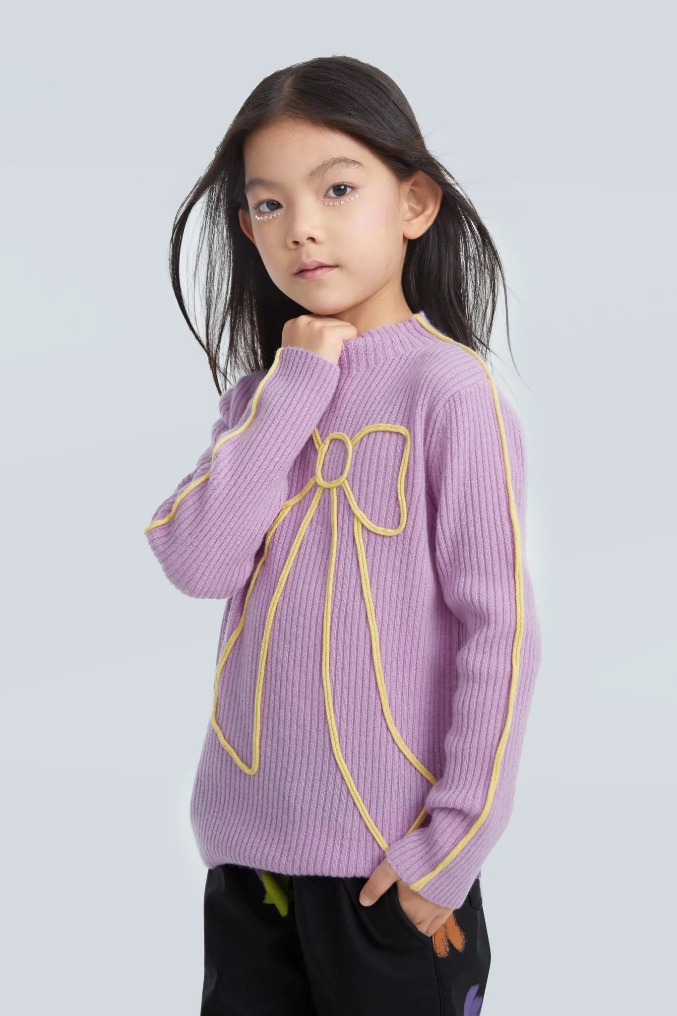 Poco Blush Wool Bow Knit Base Layer Top