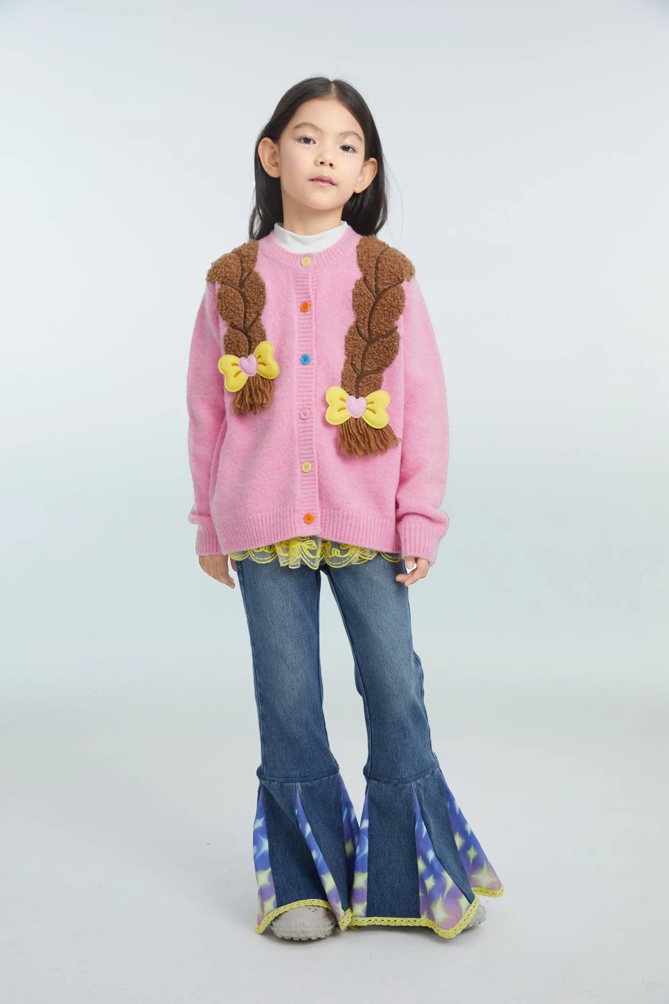 Poco Blush Starry Flare Knit Denim Pants
